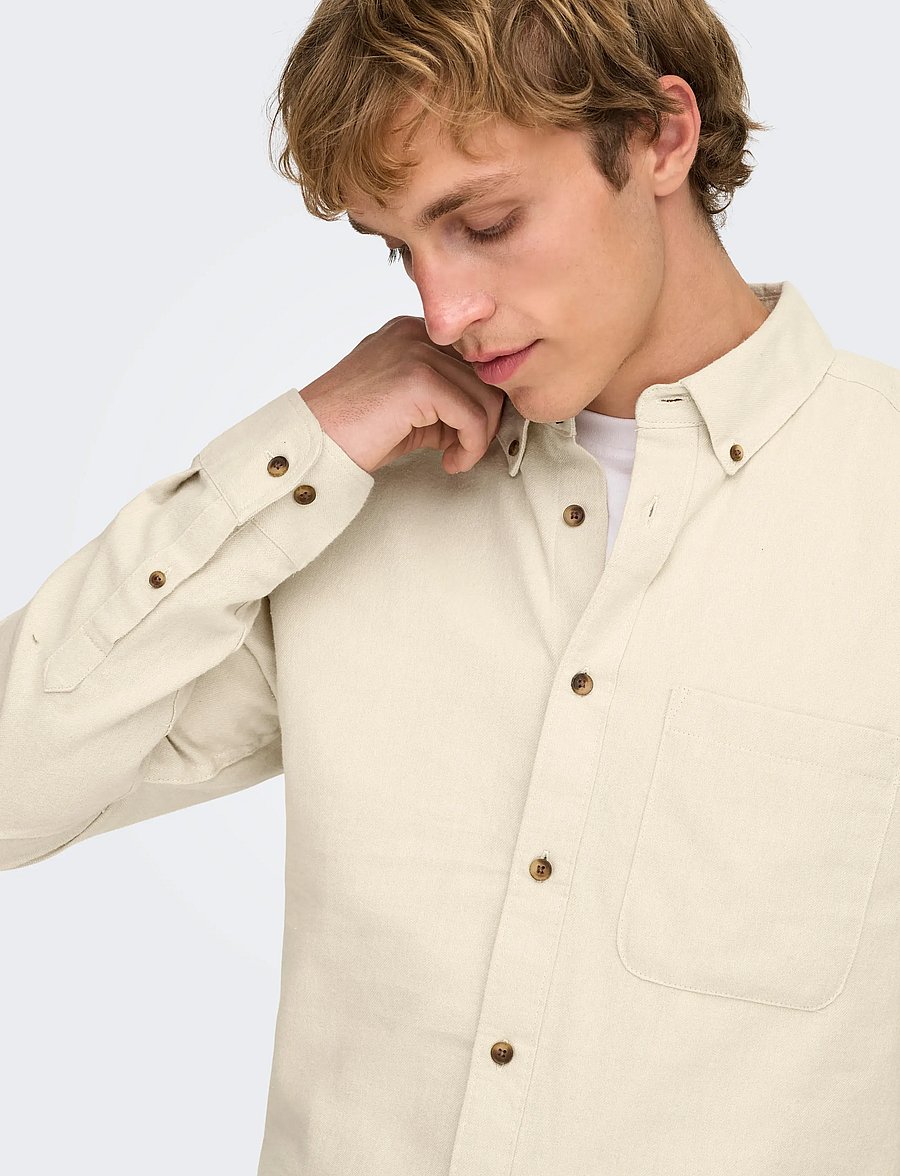 ONLY & SONS - ONSGUDMUND SLIM 1-PKT SOLID SHIRT NOOS - casual hemden - silver lining - 4