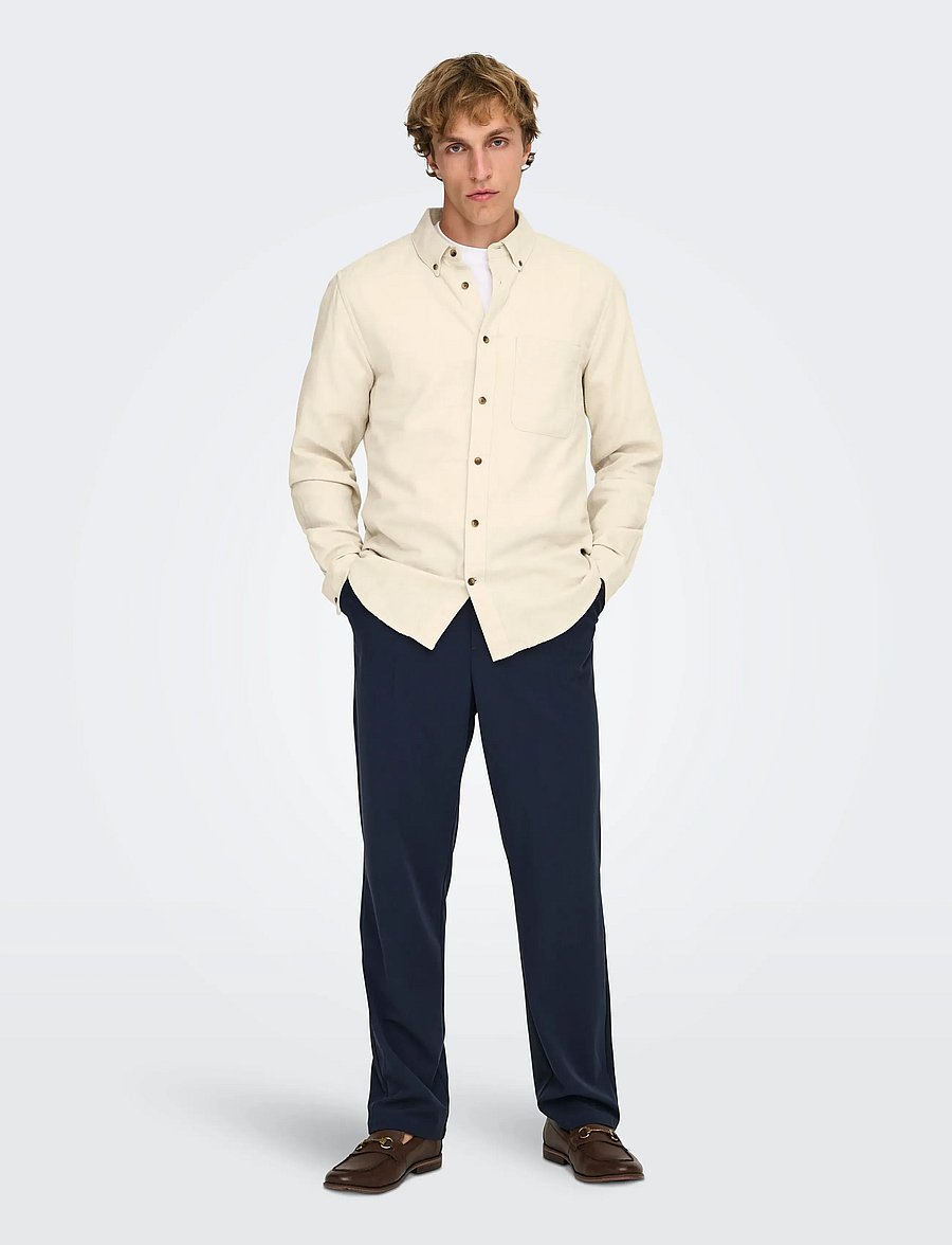 ONLY & SONS - ONSGUDMUND SLIM 1-PKT SOLID SHIRT NOOS - casual hemden - silver lining - 5