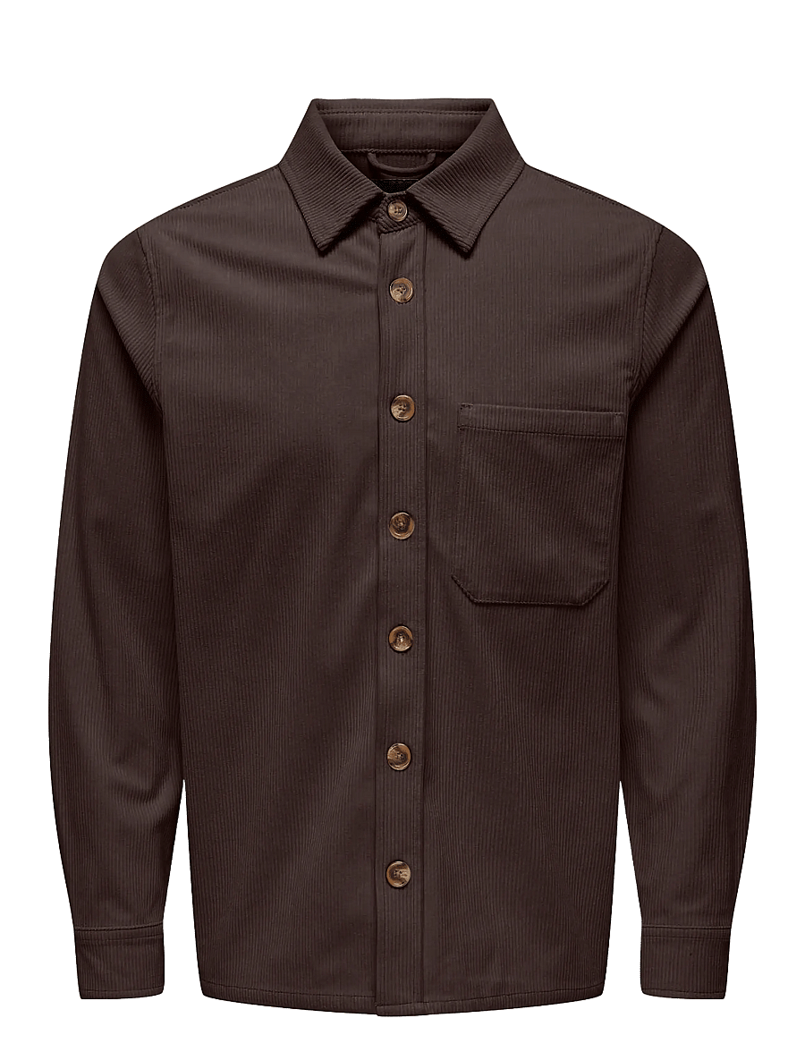 ONLY & SONS - ONSTILE CORDUROY 0111 SHIRT VD - chemises en velours côtelé - coffee bean - 0