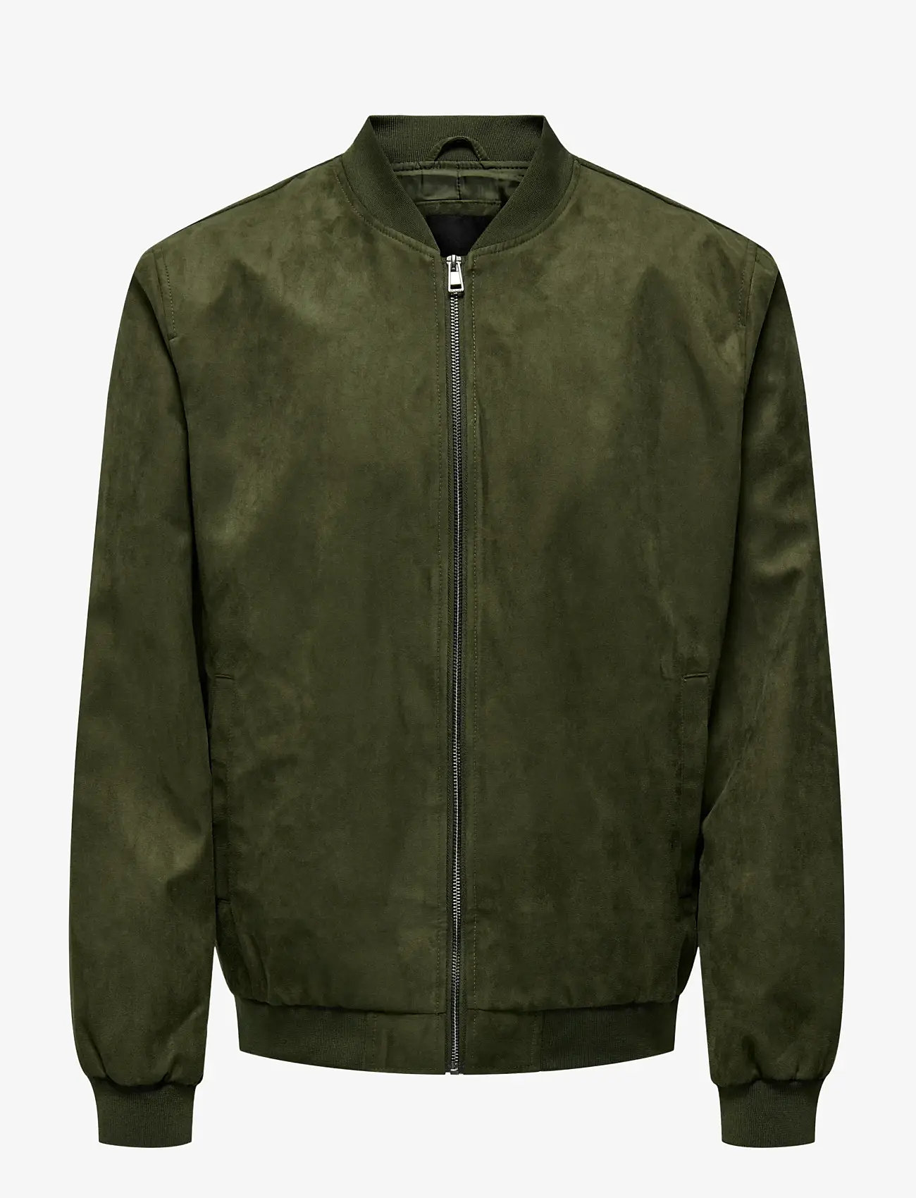 ONLY & SONS - ONSLUCAS FAKE SUEDE BOMBER OTW NOOS - sügisjakid - olive night - 1