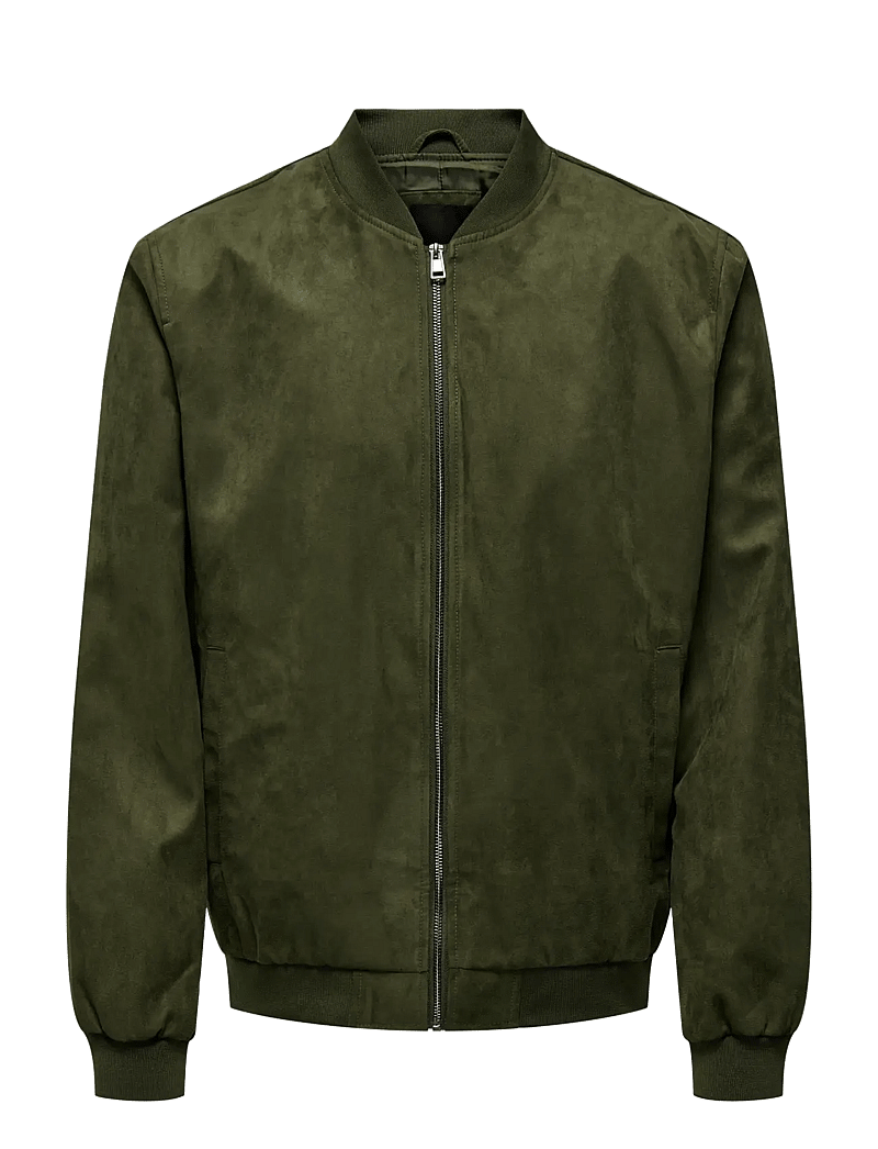 ONLY & SONS - ONSLUCAS FAKE SUEDE BOMBER OTW NOOS - vestes de printemps - olive night - 1