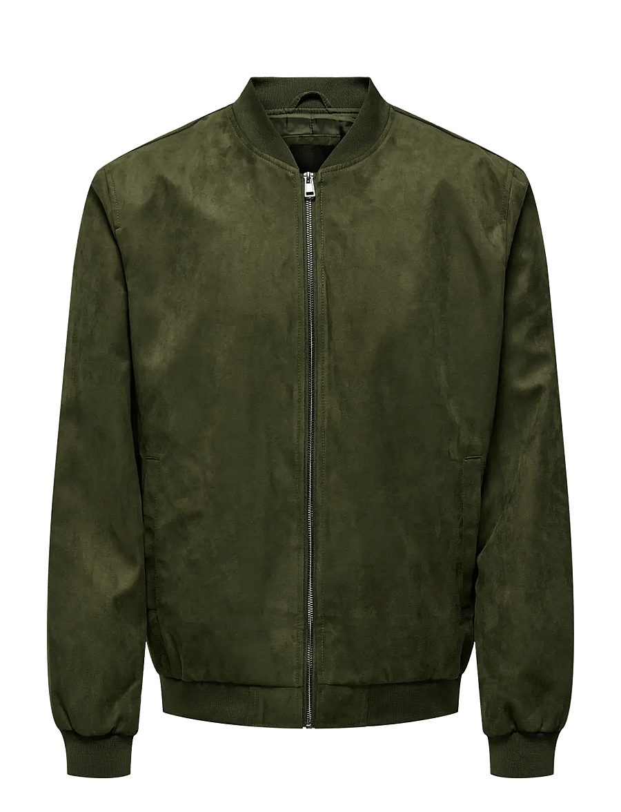 ONLY & SONS - ONSLUCAS FAKE SUEDE BOMBER OTW NOOS - vestes de printemps - olive night - 1