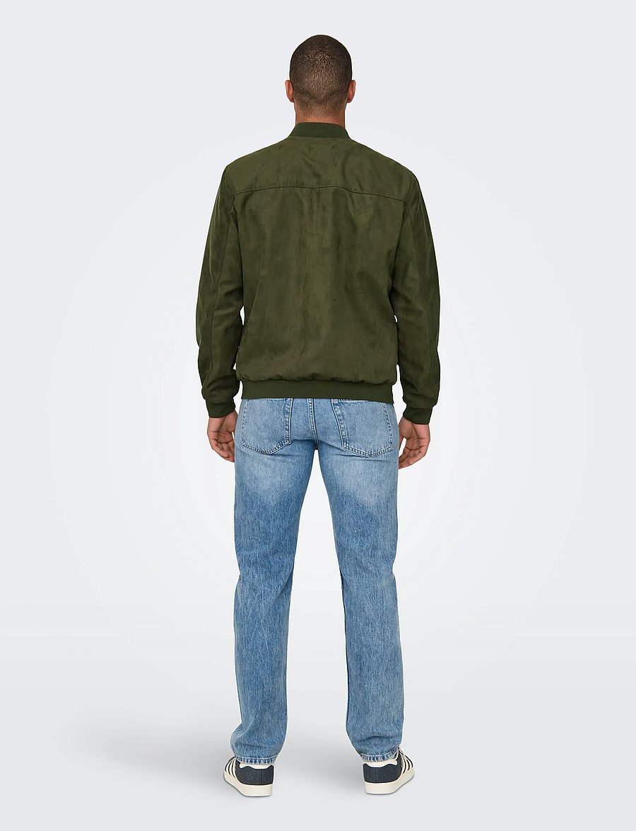 ONLY & SONS - ONSLUCAS FAKE SUEDE BOMBER OTW NOOS - vestes de printemps - olive night - 3