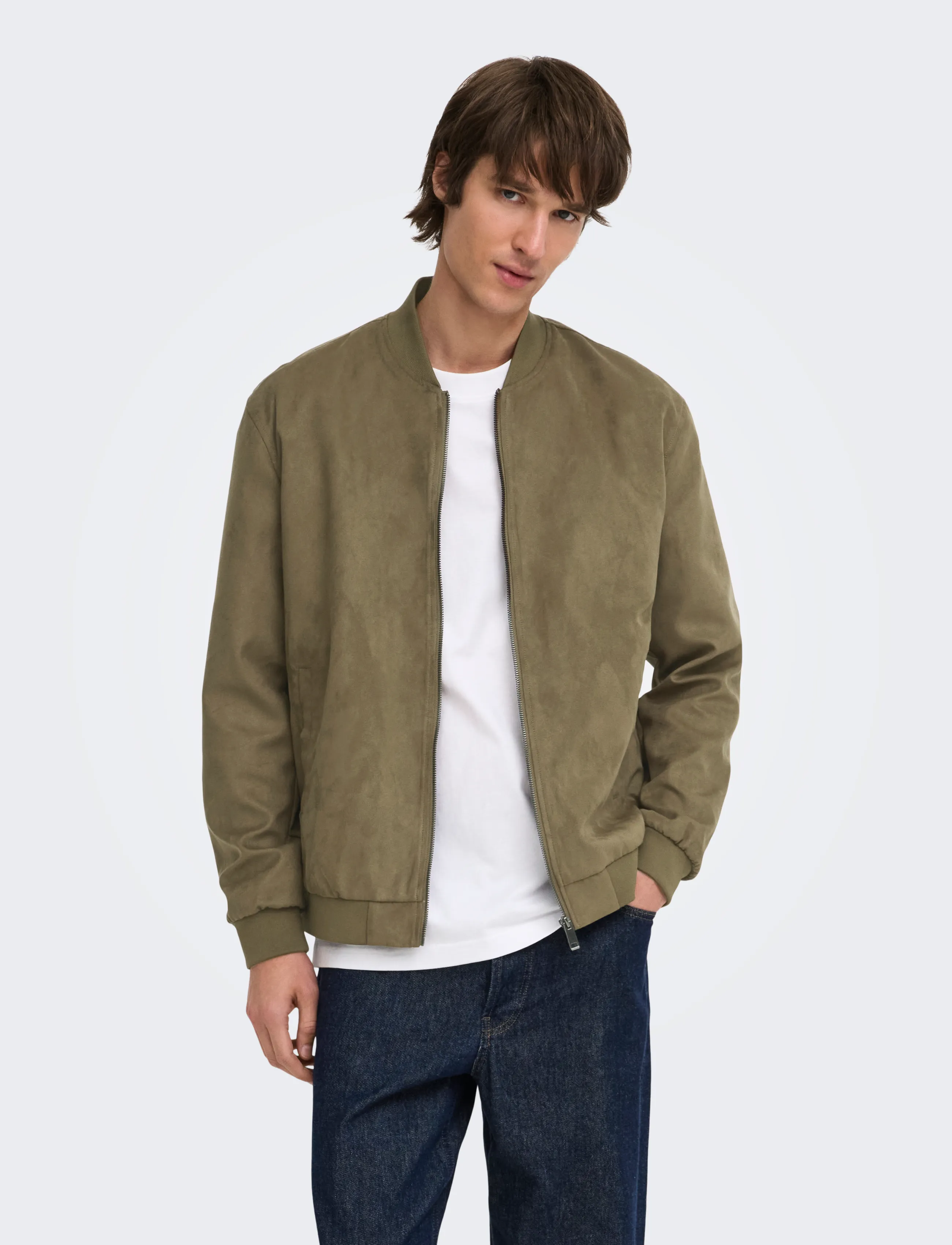 ONLY & SONS ONSLUCAS FAKE SUEDE BOMBER OTW NOOS - Riided - TEAK / khaki/green