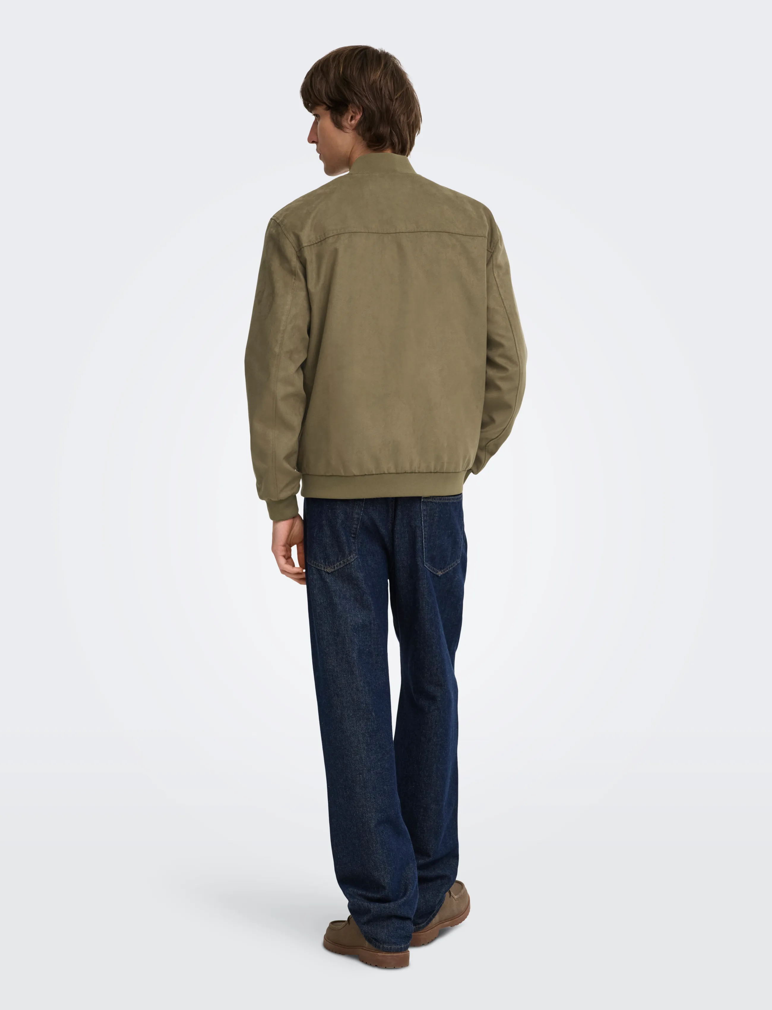 ONLY & SONS - ONSLUCAS FAKE SUEDE BOMBER OTW NOOS - kevadjoped - teak - 3