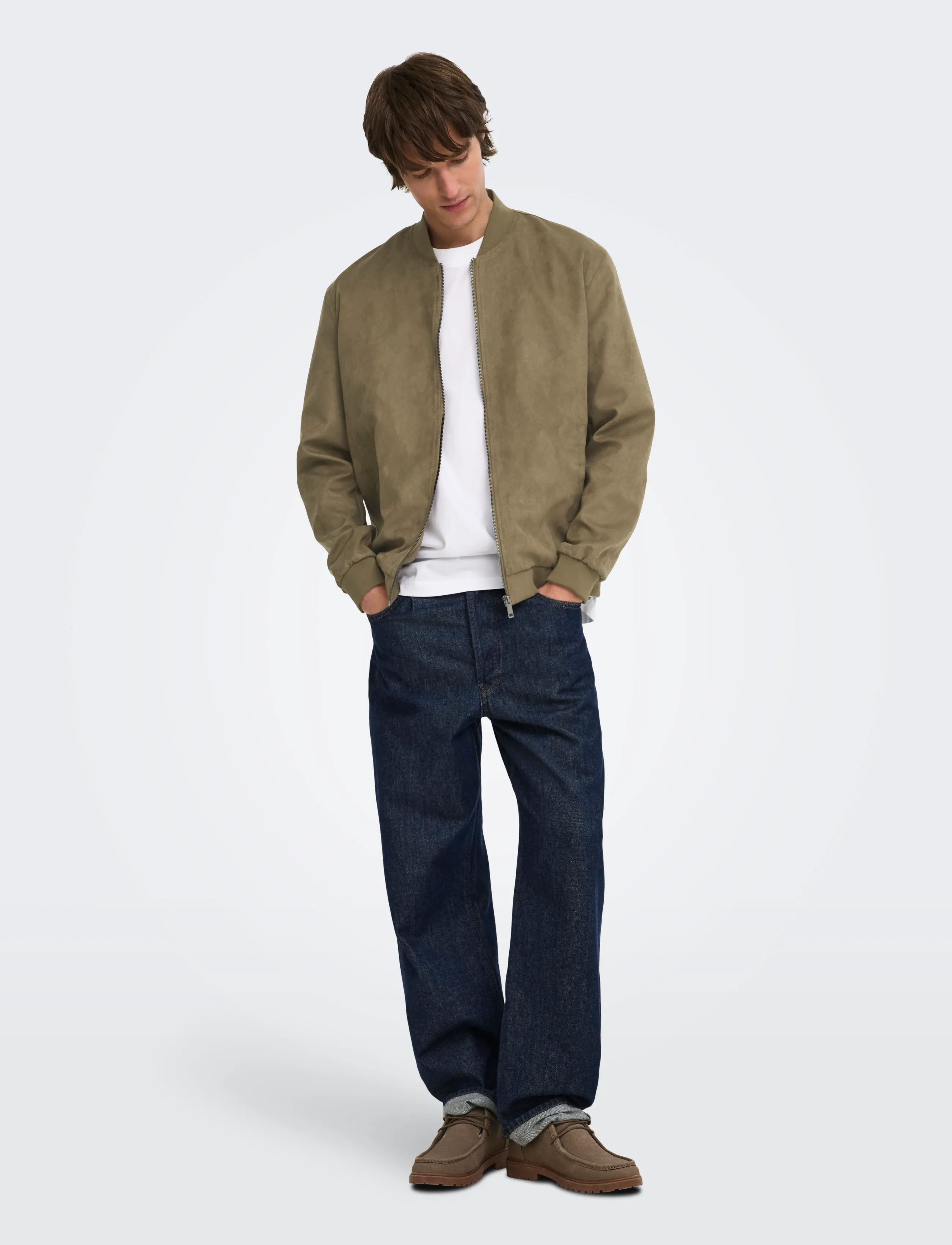 ONLY & SONS - ONSLUCAS FAKE SUEDE BOMBER OTW NOOS - kevadjoped - teak - 4