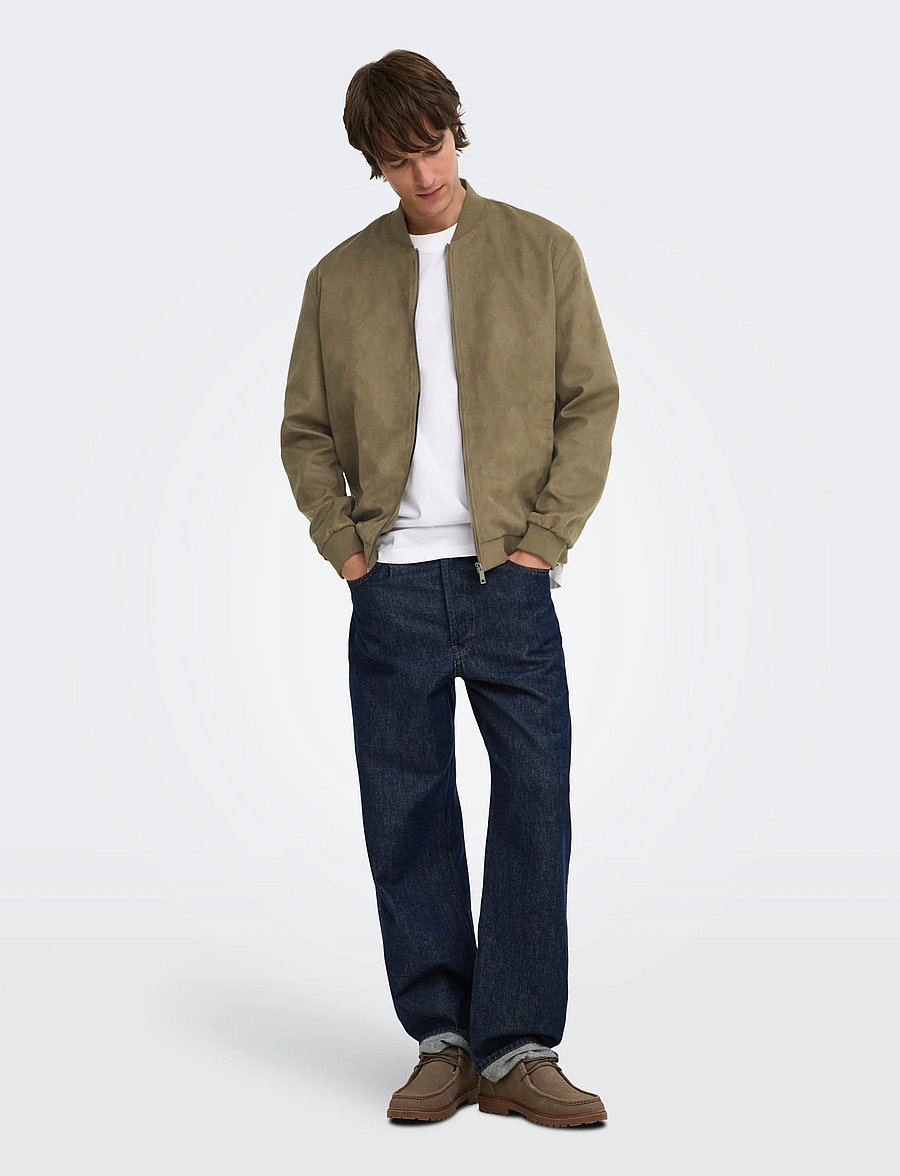 ONLY & SONS - ONSLUCAS FAKE SUEDE BOMBER OTW NOOS - herbstjacken - teak - 4