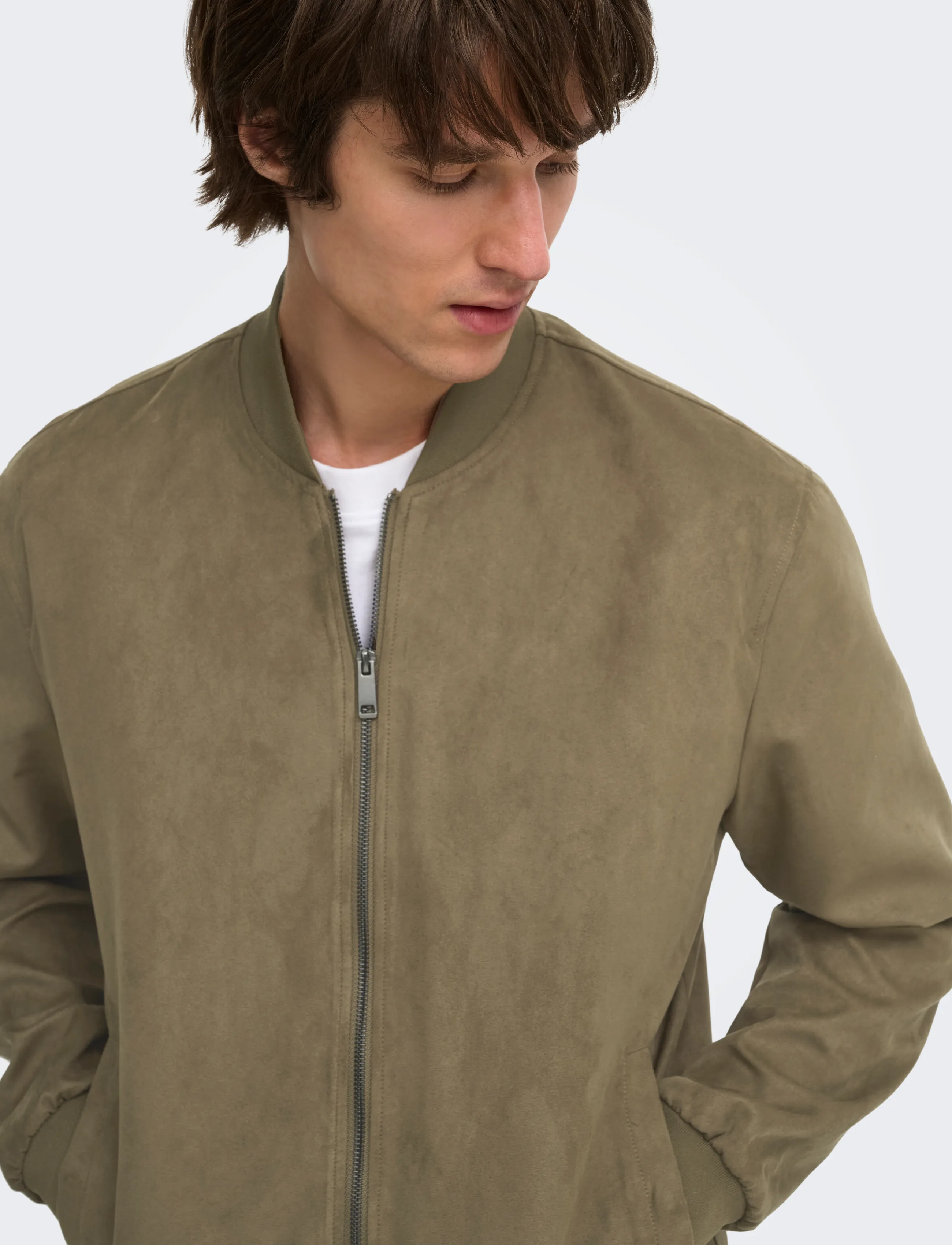 ONLY & SONS - ONSLUCAS FAKE SUEDE BOMBER OTW NOOS - kevadjoped - teak - 5