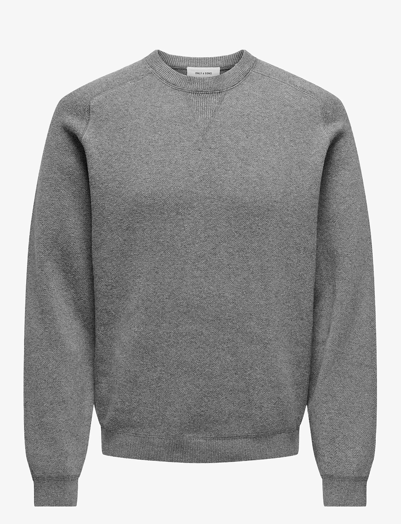 ONLY & SONS - ONSPIN REG 12 CREW KNIT - kollektioner - medium grey melange - 0