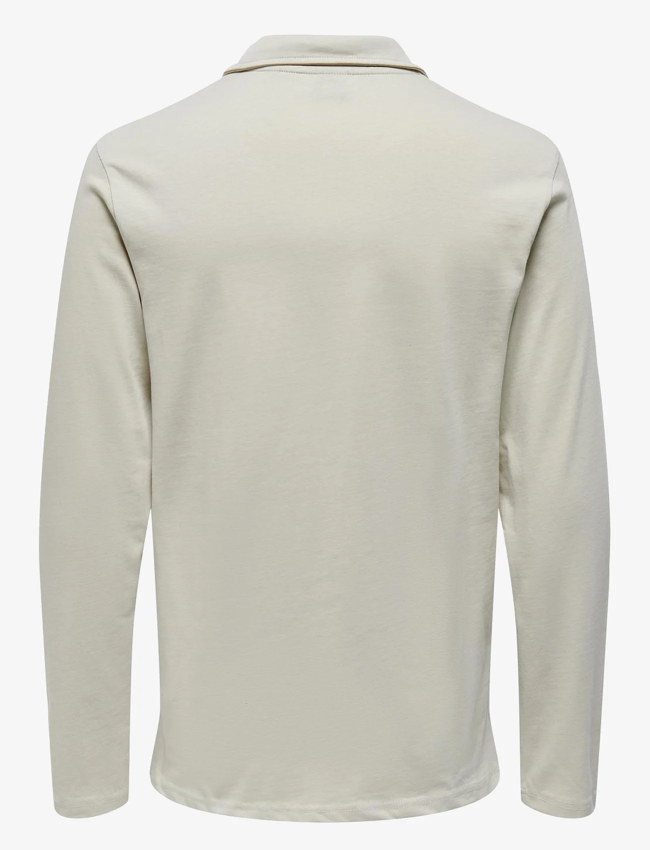 ONLY & SONS - ONSBRODY REG SPLIT NECK LS POLO - silver lining - 1