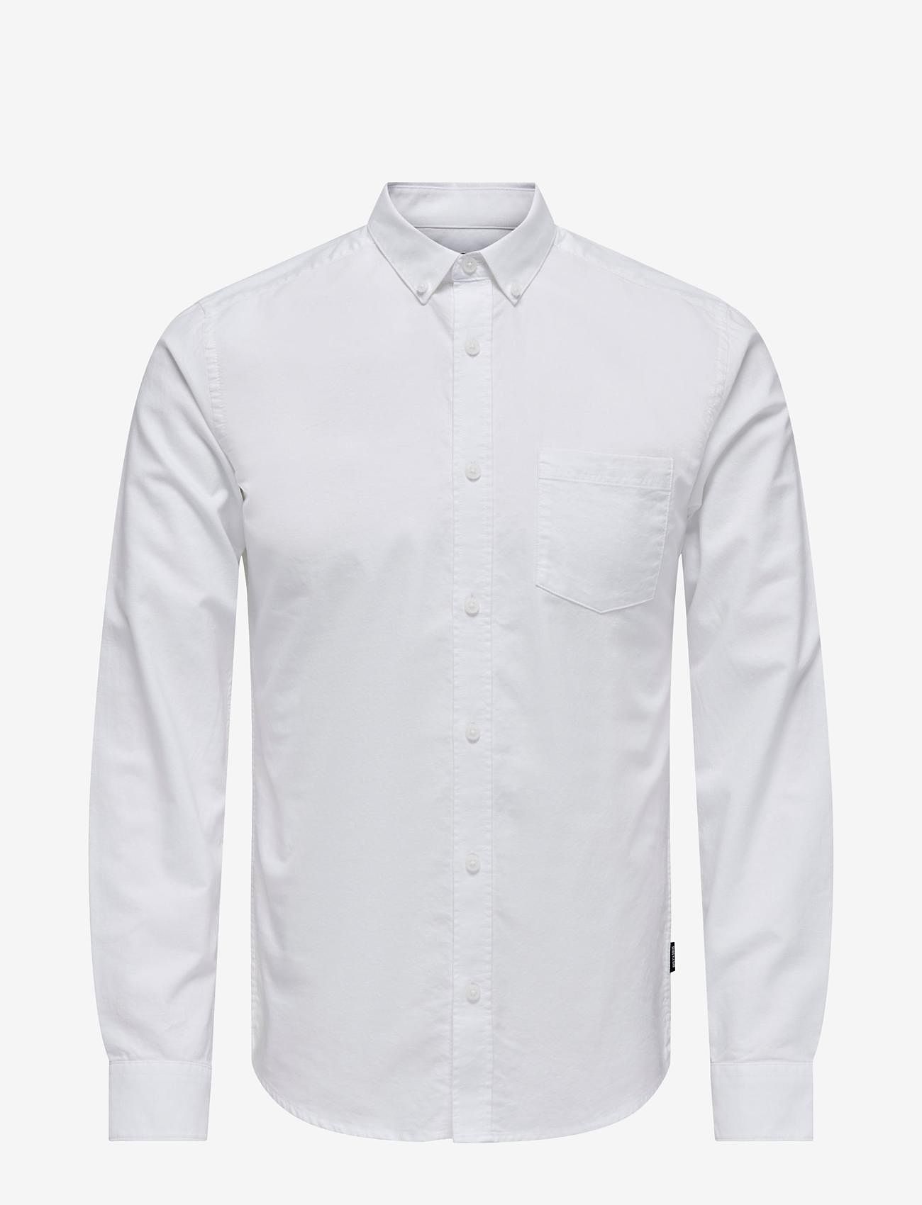 ONLY & SONS - ONSREMY LS REG WASH OXFORD SHIRT - oxford shirts - white - 0