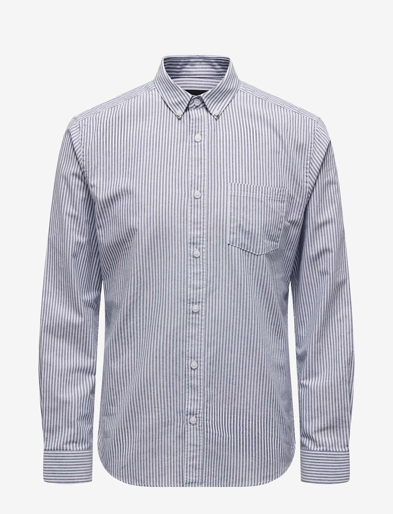 ONLY & SONS - ONSREMY LS REG WASH STRIPE OXFORD SHIRT - lowest prices - dress blues - 0