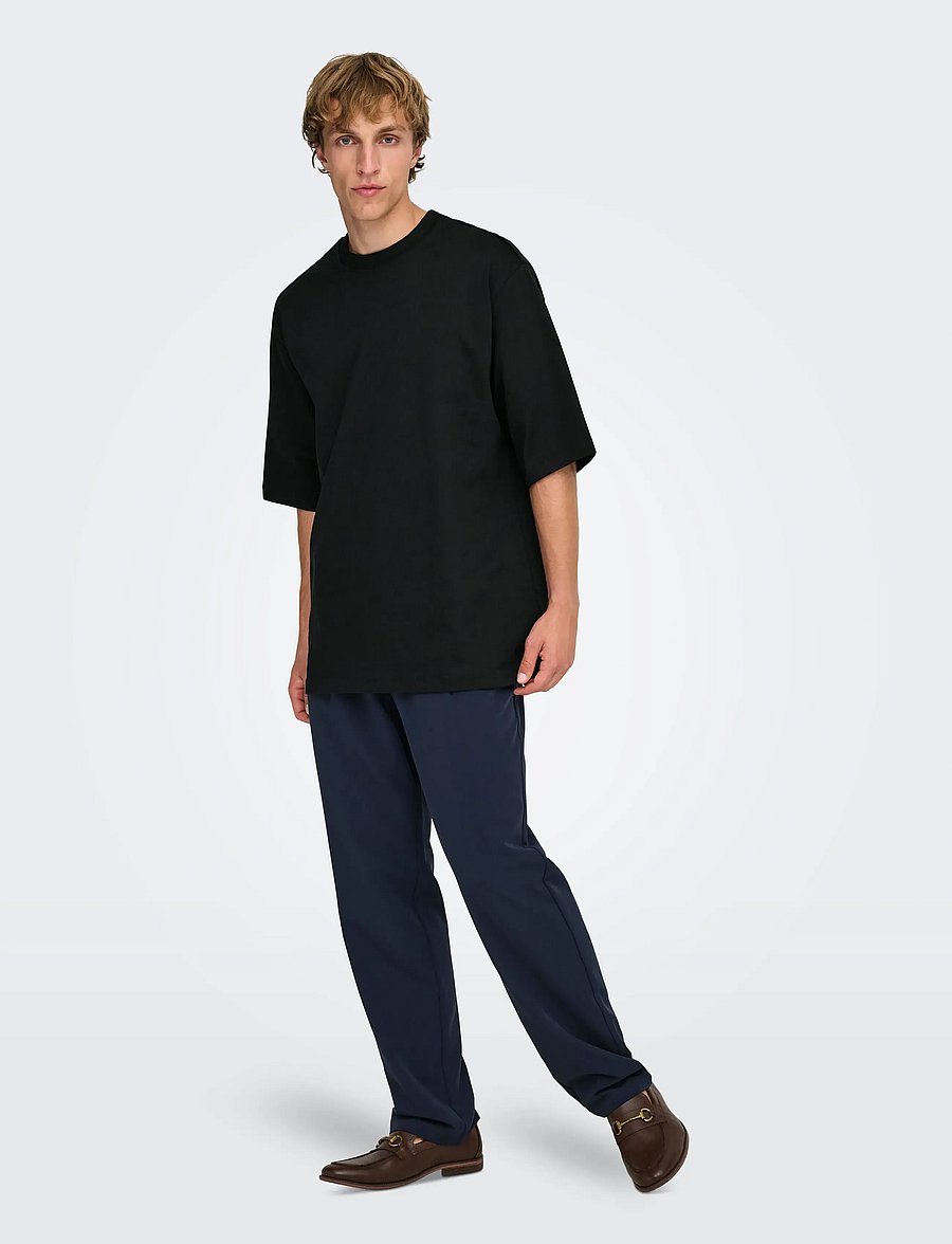 ONLY & SONS - ONSMILLENIUM OVZ SS TEE NOOS - kortärmade t-shirts - black - 0