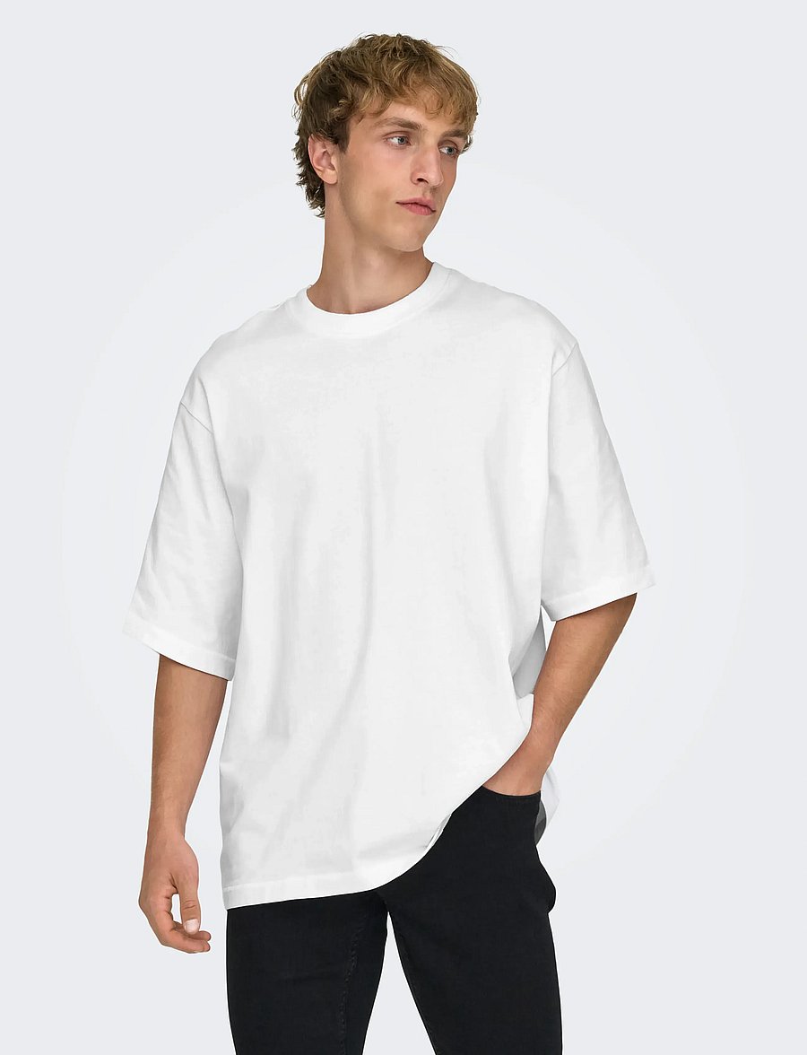 ONLY & SONS - ONSMILLENIUM OVZ SS TEE NOOS - kurzärmelige t-shirts - bright white - 0