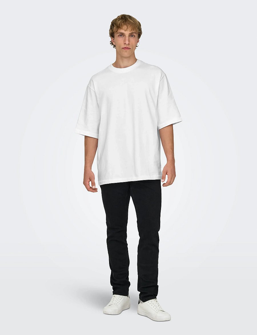 ONLY & SONS - ONSMILLENIUM OVZ SS TEE NOOS - kurzärmelige t-shirts - bright white - 4