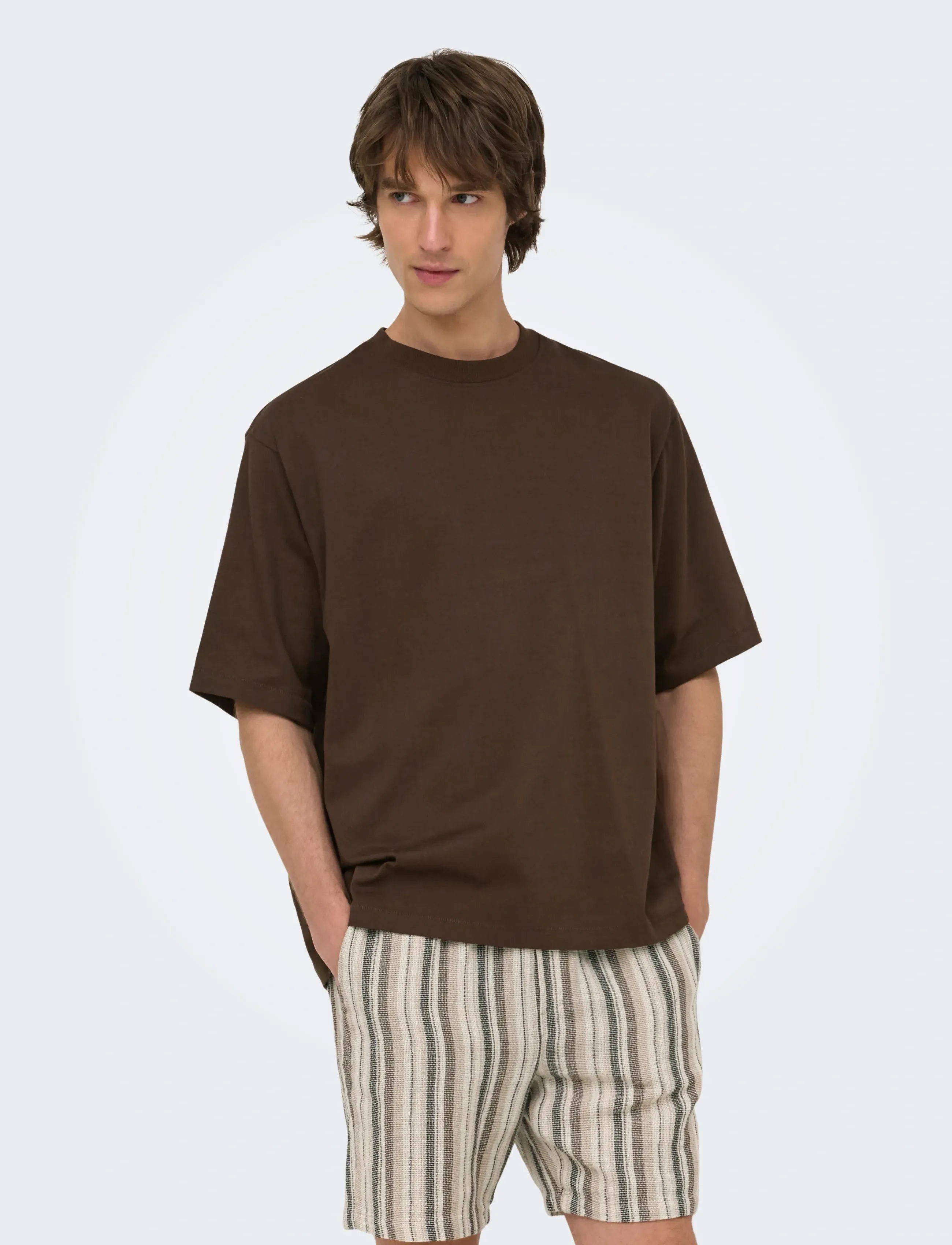 ONLY & SONS ONSMILLENIUM OVZ SS TEE NOOS - T-särgid - DEMITASSE / brown