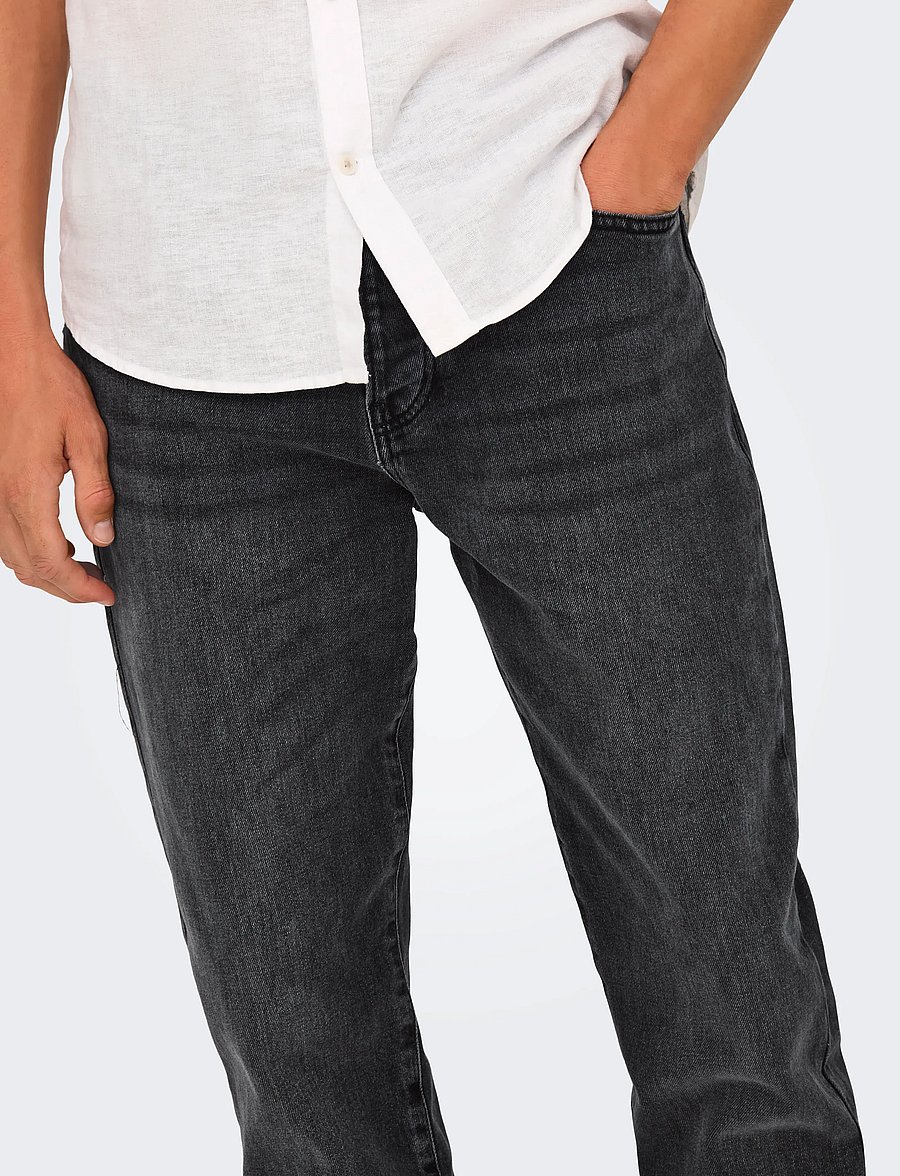 ONLY & SONS - ONSYOKE TAPERED WB 7850 DOT DNM NOOS - tapered jeans - black denim - 4