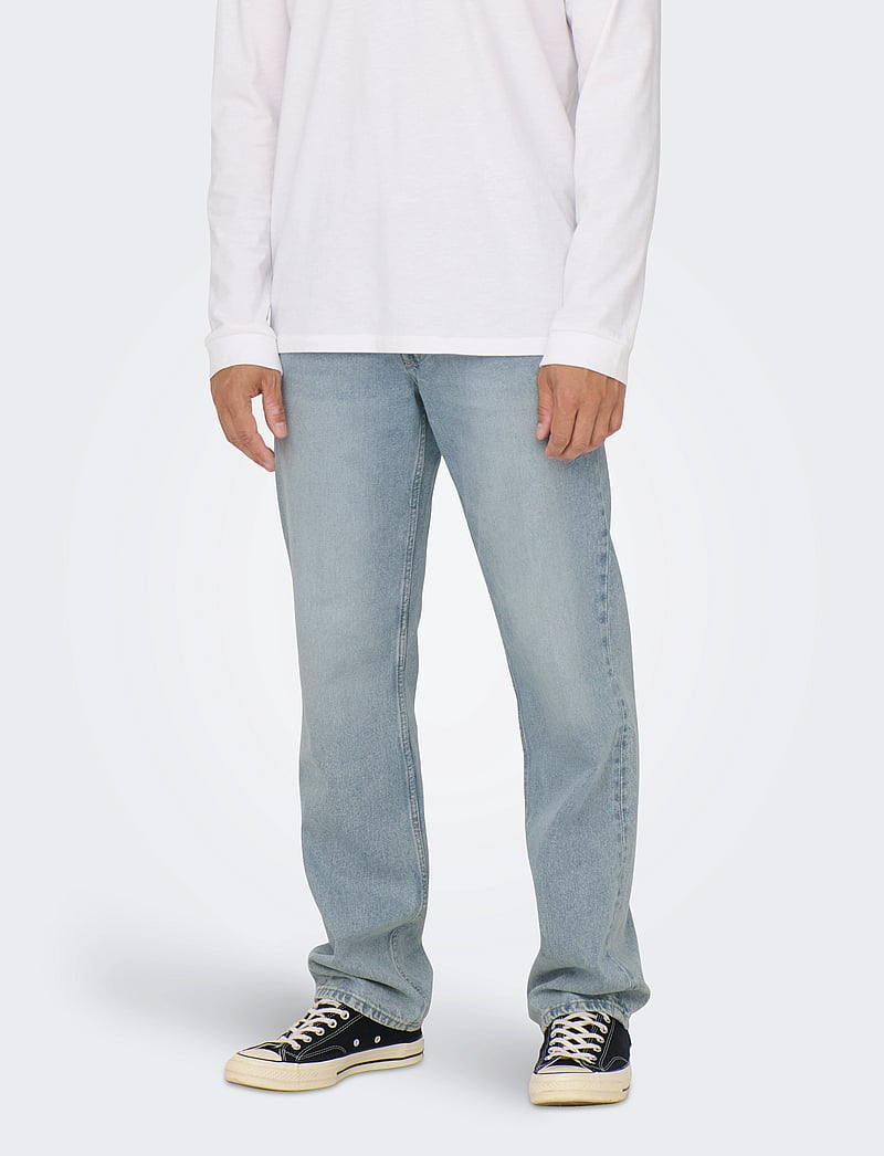 ONLY & SONS - ONSEDGE STRAIGHT 7901 EY BOX PIM JEANS - tavalised teksad - light blue denim - 0