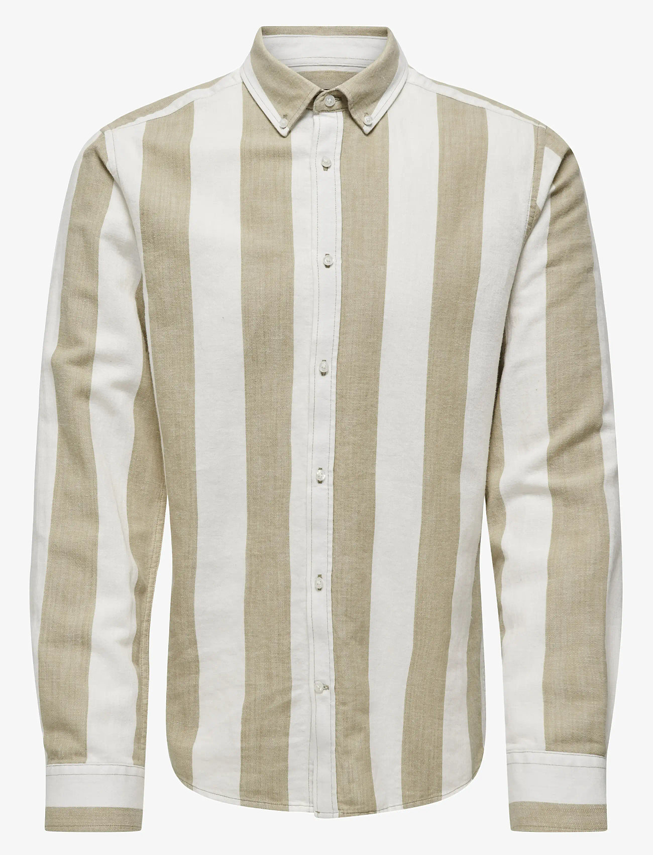 ONLY & SONS - ONSARLO SLIM LS STRIPE HRB LINEN SHIRT - linased särgid - chinchilla - 1