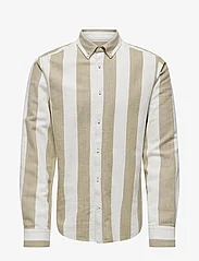 ONLY & SONS - ONSARLO SLIM LS STRIPE HRB LINEN SHIRT - lowest prices - chinchilla - 0
