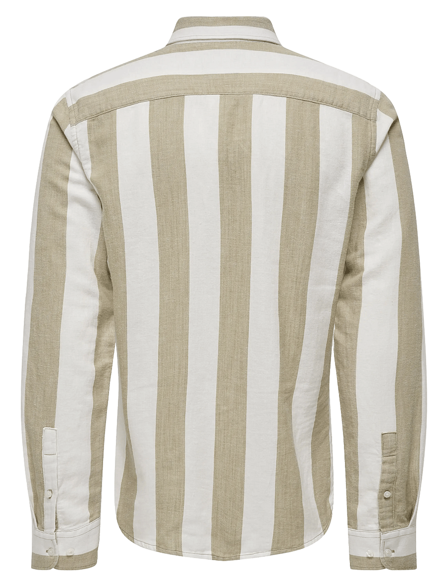 ONLY & SONS - ONSARLO SLIM LS STRIPE HRB LINEN SHIRT - hørskjorter - chinchilla - 2