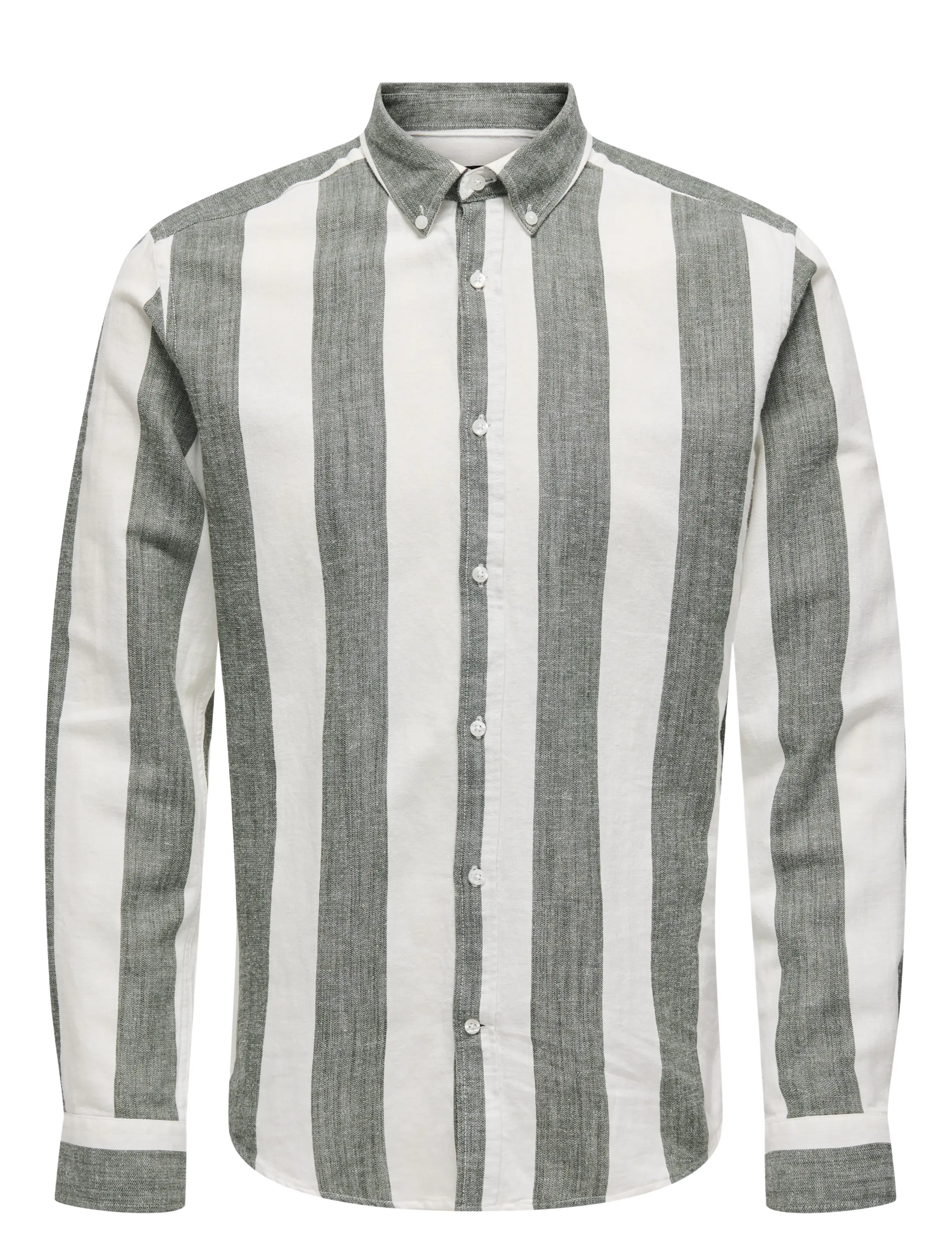 ONLY & SONS - ONSARLO SLIM LS STRIPE HRB LINEN SHIRT - hörskyrtur - duffel bag - 1