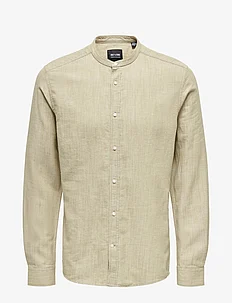 ONSARLO SLIM LS MAO HRB LINEN SHIRT, ONLY & SONS