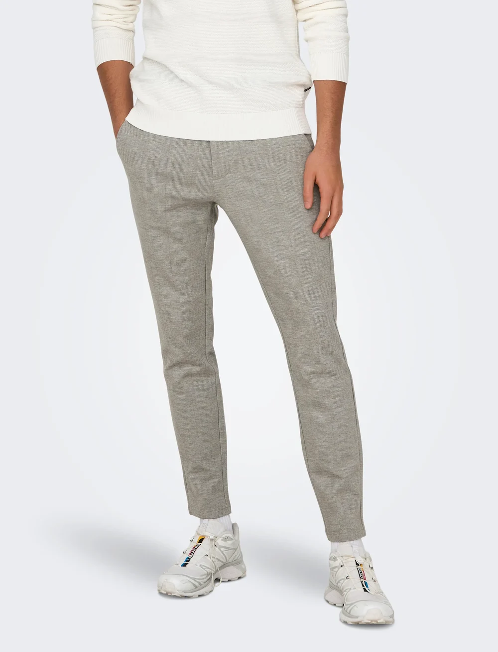 ONLY & SONS - ONSMARK SLIM CHECK 020919 PANT NOOS - chinosy - chinchilla - 0