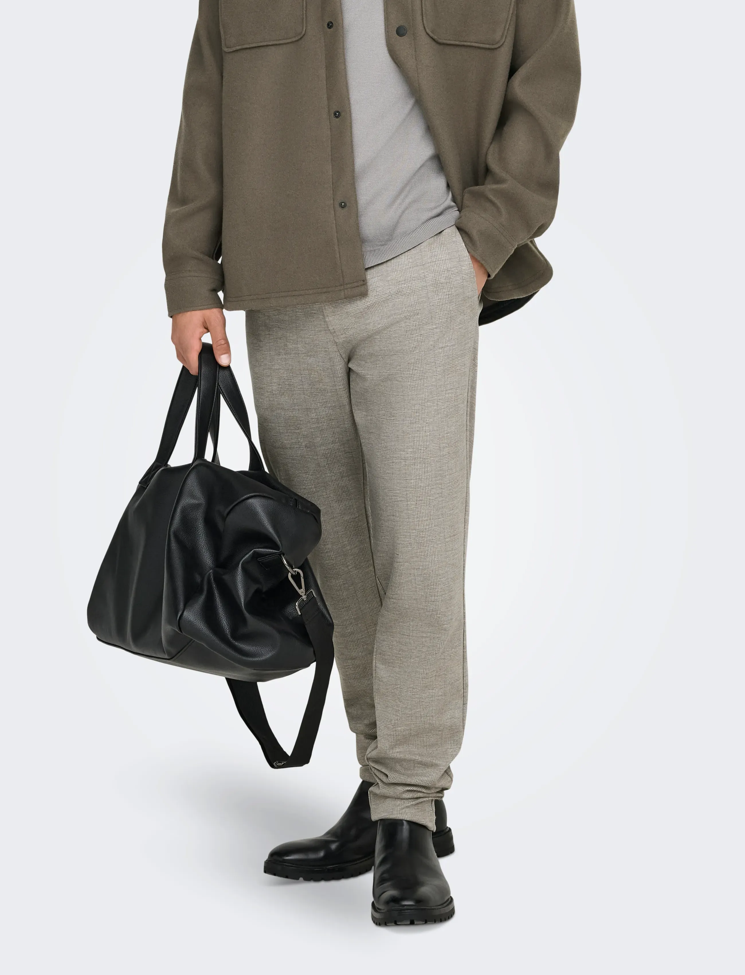 ONLY & SONS ONSMARK SLIM CHECK 020919 PANT NOOS - Chino's - CHINCHILLA / grey