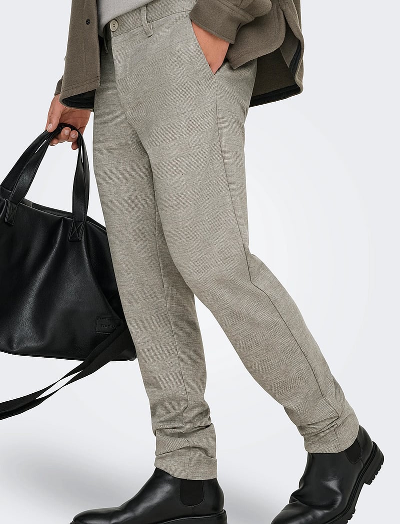 ONLY & SONS - ONSMARK SLIM CHECK 020919 PANT NOOS - chinos - chinchilla - 4
