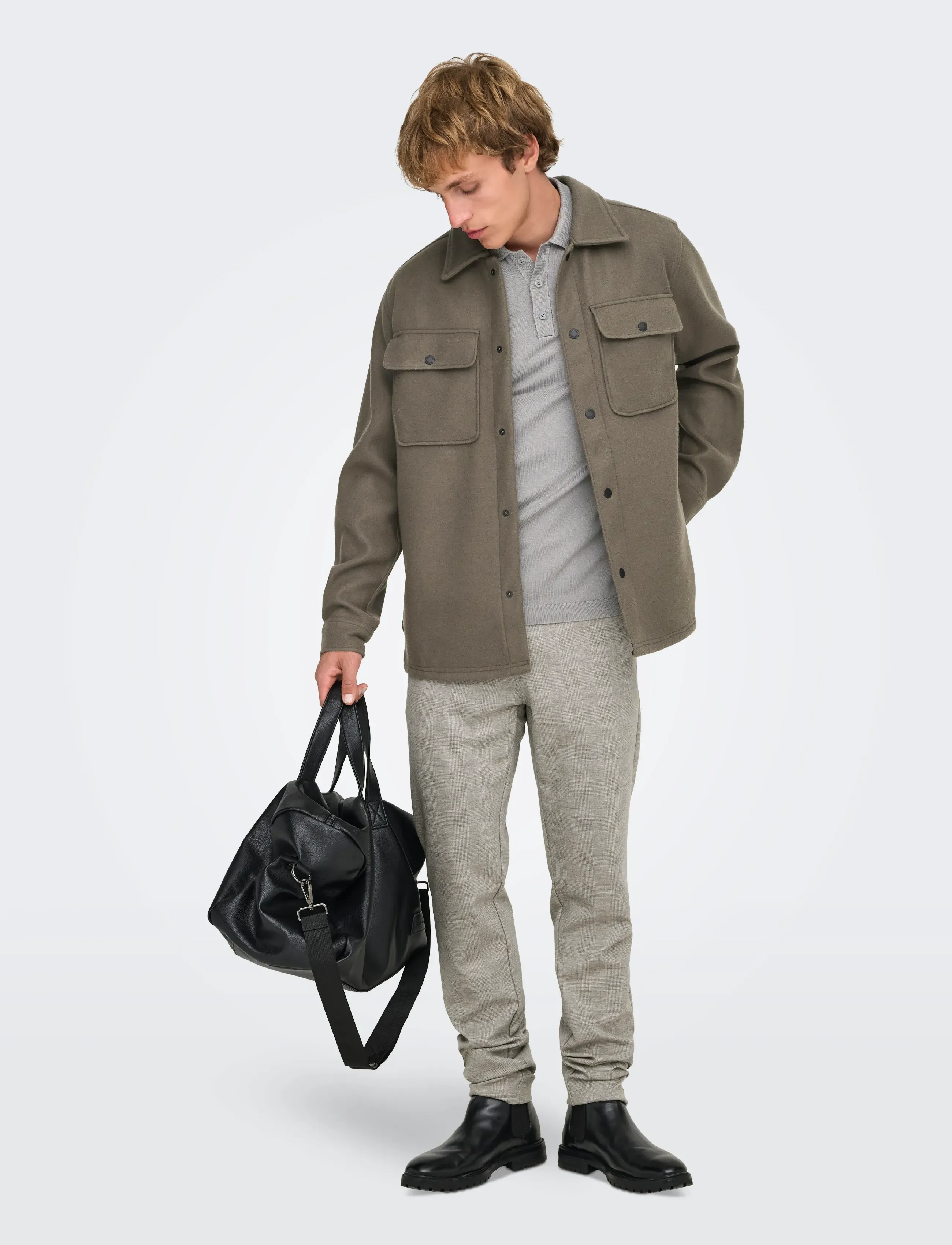 ONLY & SONS - ONSMARK SLIM CHECK 020919 PANT NOOS - chinot - chinchilla - 5