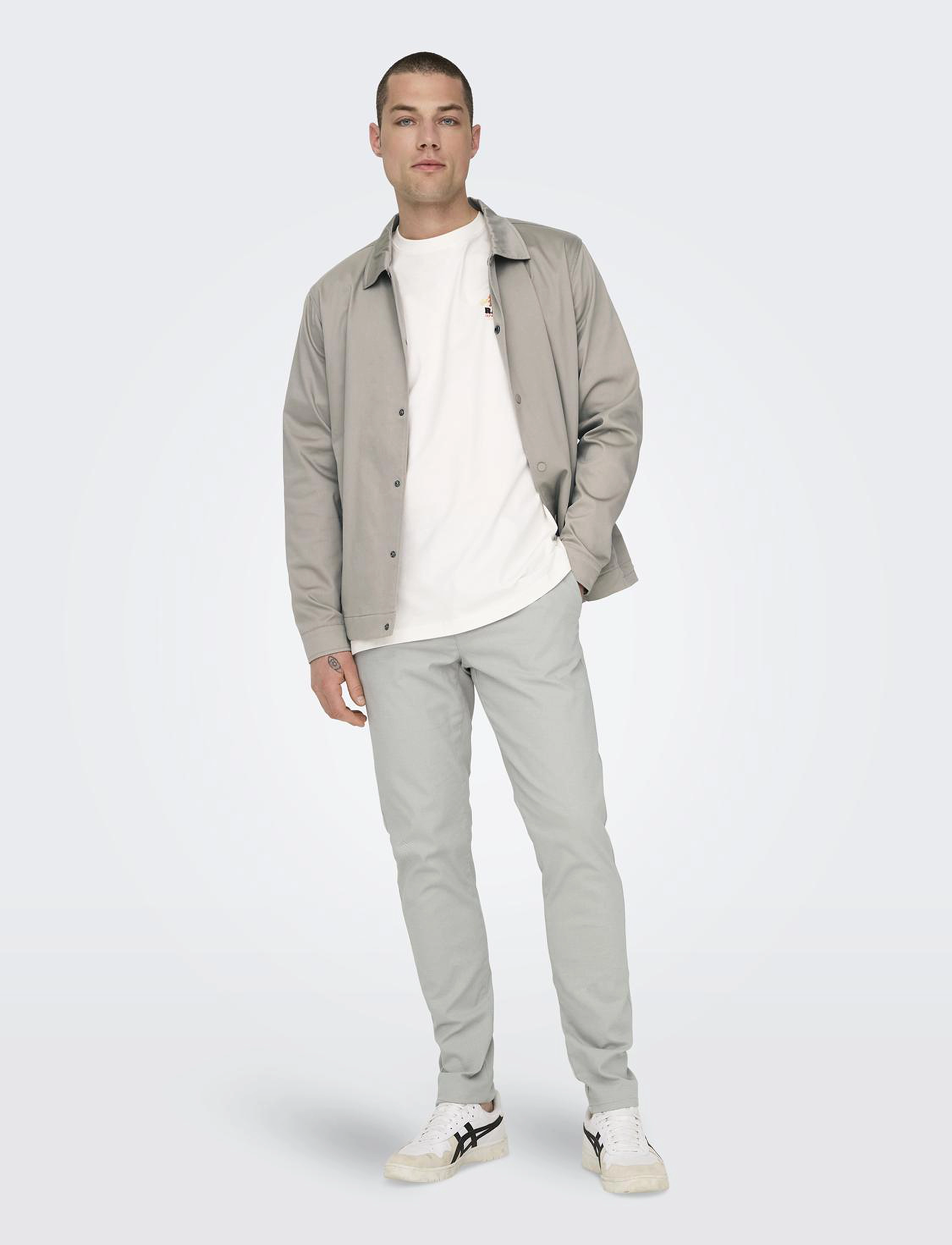 ONLY & SONS - ONSMARK PETE SLIM DOBBY 0058 PANT NOOS - limestone - 4