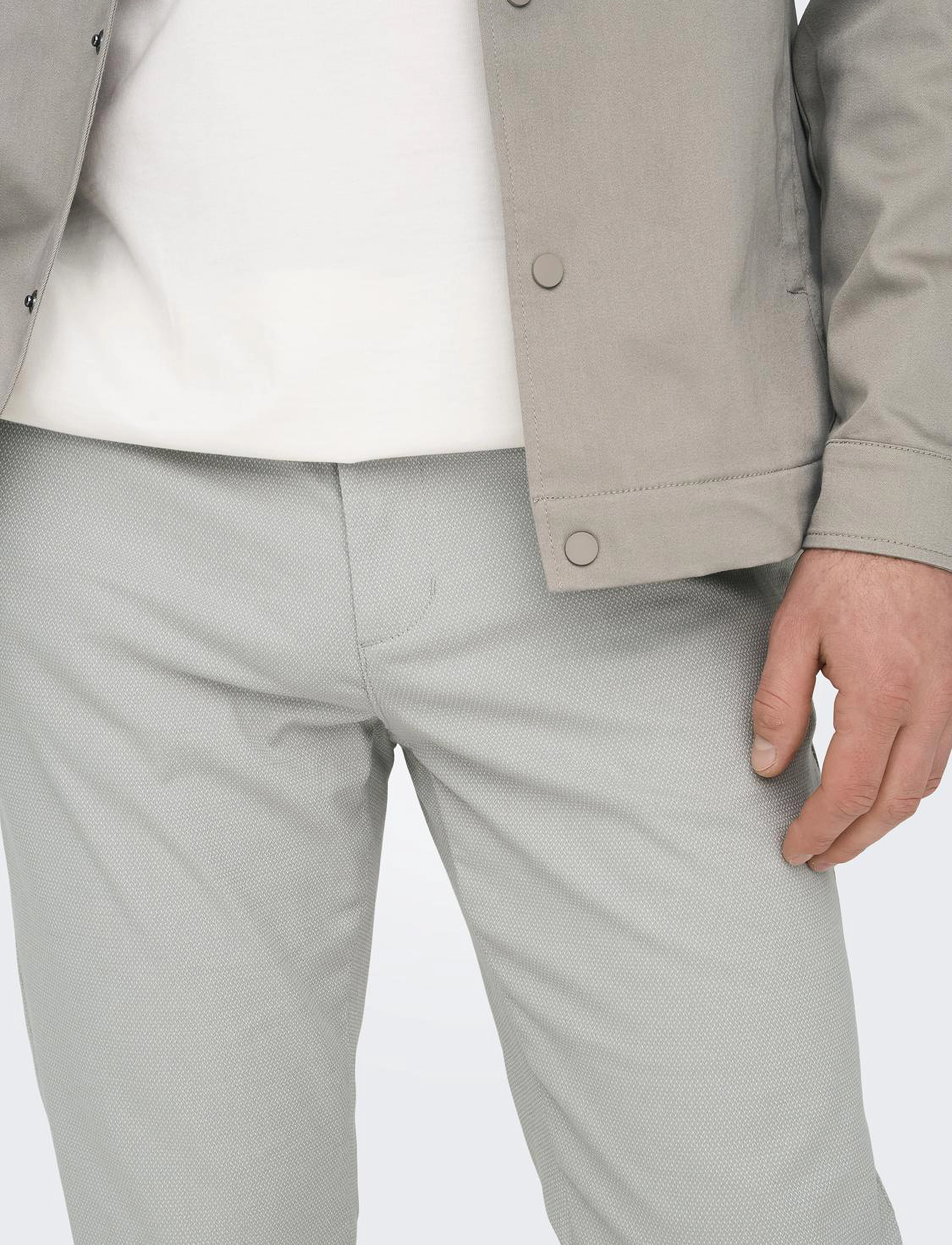 ONLY & SONS - ONSMARK PETE SLIM DOBBY 0058 PANT NOOS - limestone - 5