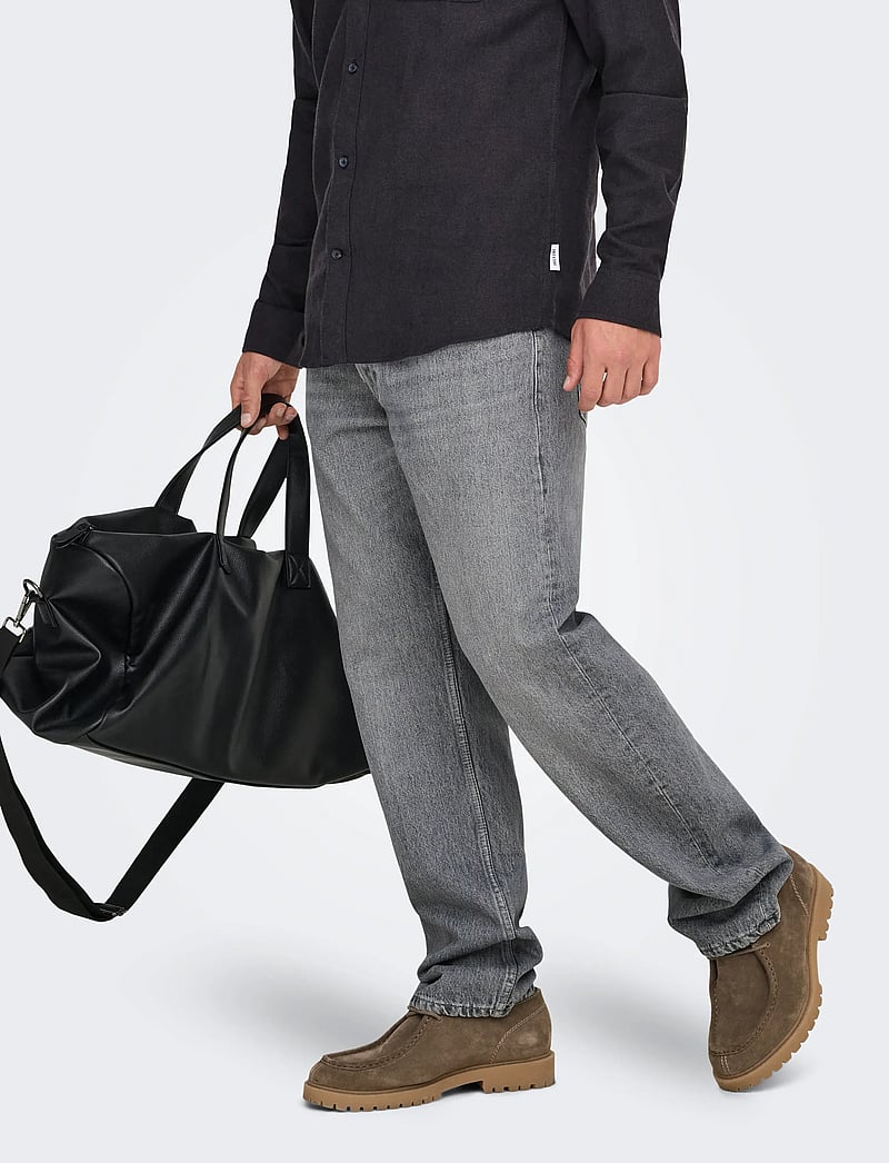 ONLY & SONS - ONSEDGE STRAIGHT MG 8202 TAI DNM NOOS - regular piegriezuma džinsa bikses - medium grey denim - 0