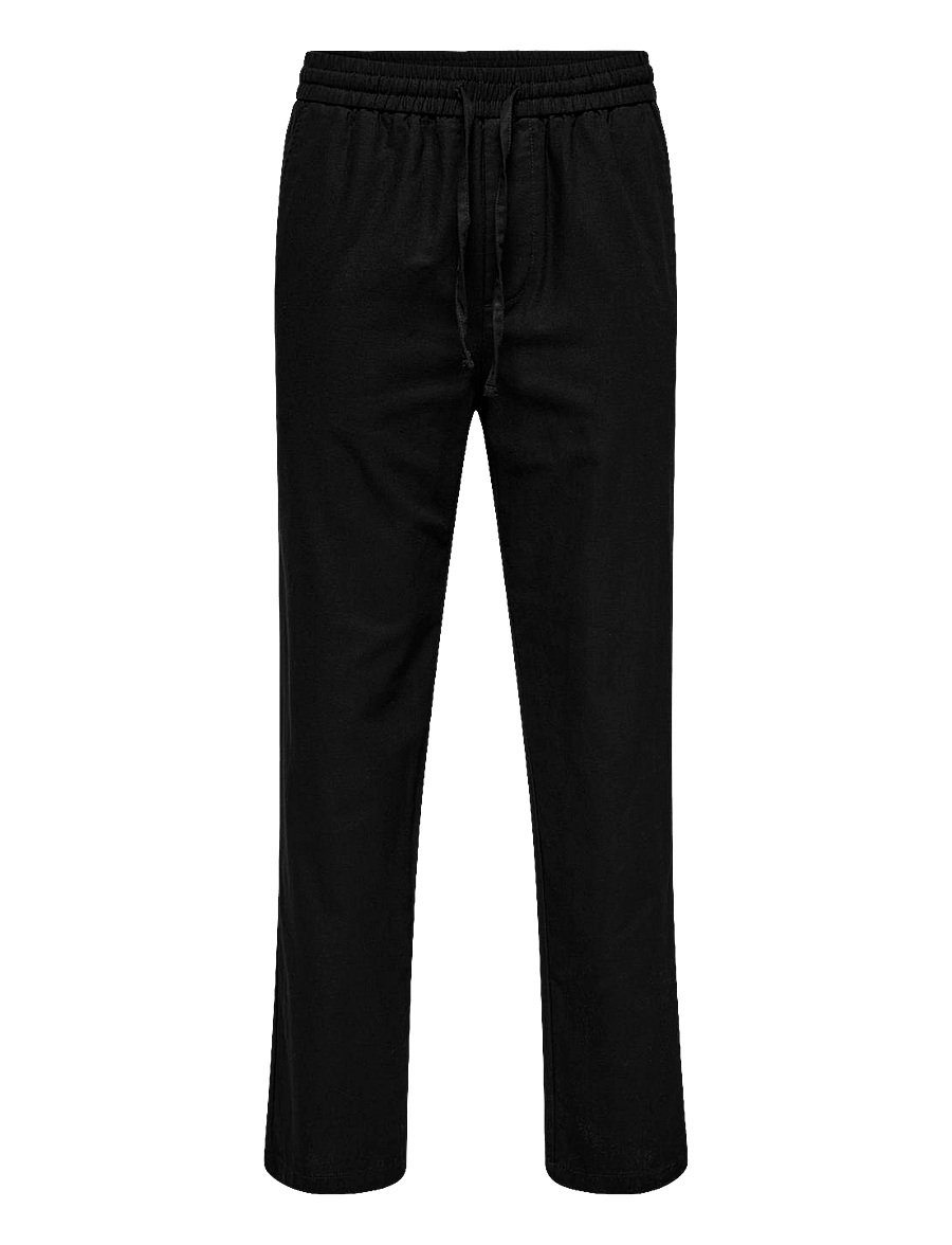 ONLY & SONS - ONSSINUS LOOSE 0007 COT LIN PANT NOOS - lininės kelnės - black - 1