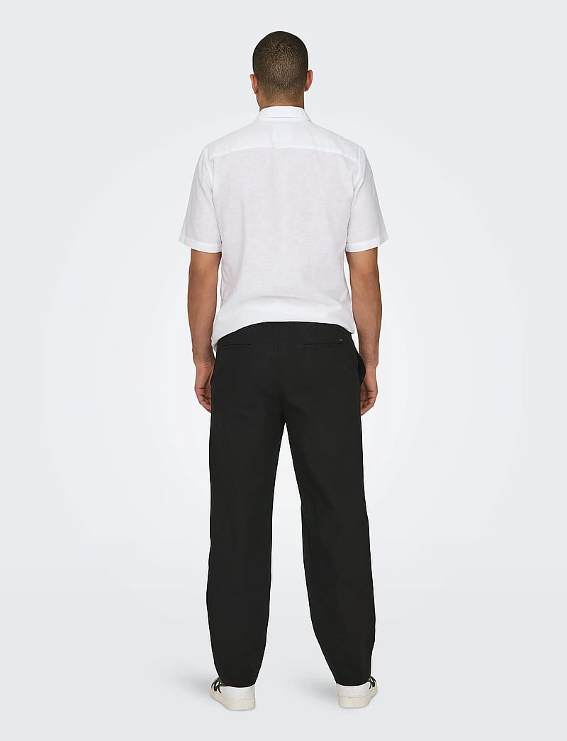 ONLY & SONS - ONSSINUS LOOSE 0007 COT LIN PANT NOOS - linased püksid - black - 3