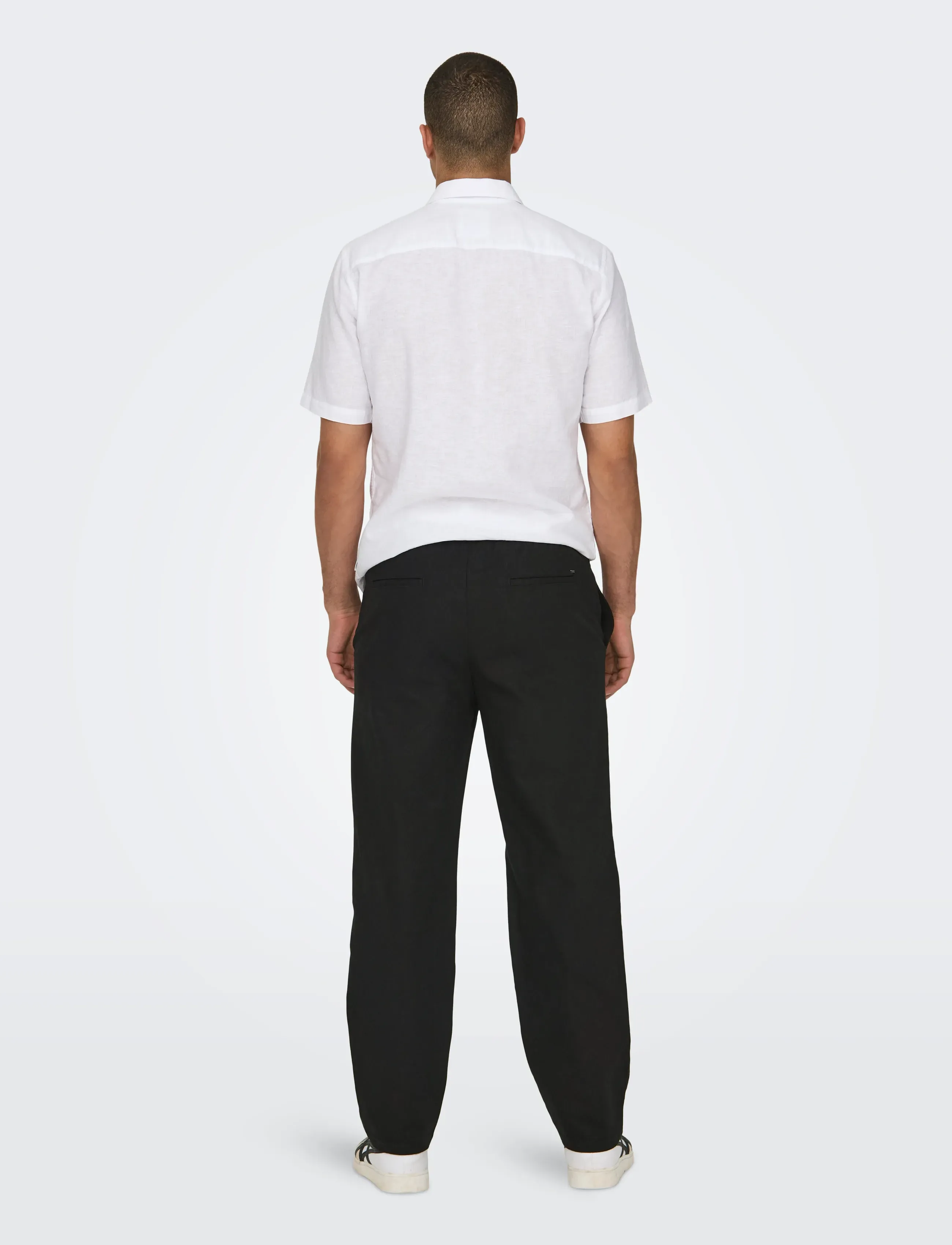 ONLY & SONS - ONSSINUS LOOSE 0007 COT LIN PANT NOOS - lininės kelnės - black - 3