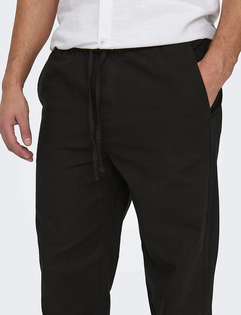 ONLY & SONS - ONSSINUS LOOSE 0007 COT LIN PANT NOOS - linased püksid - black - 5