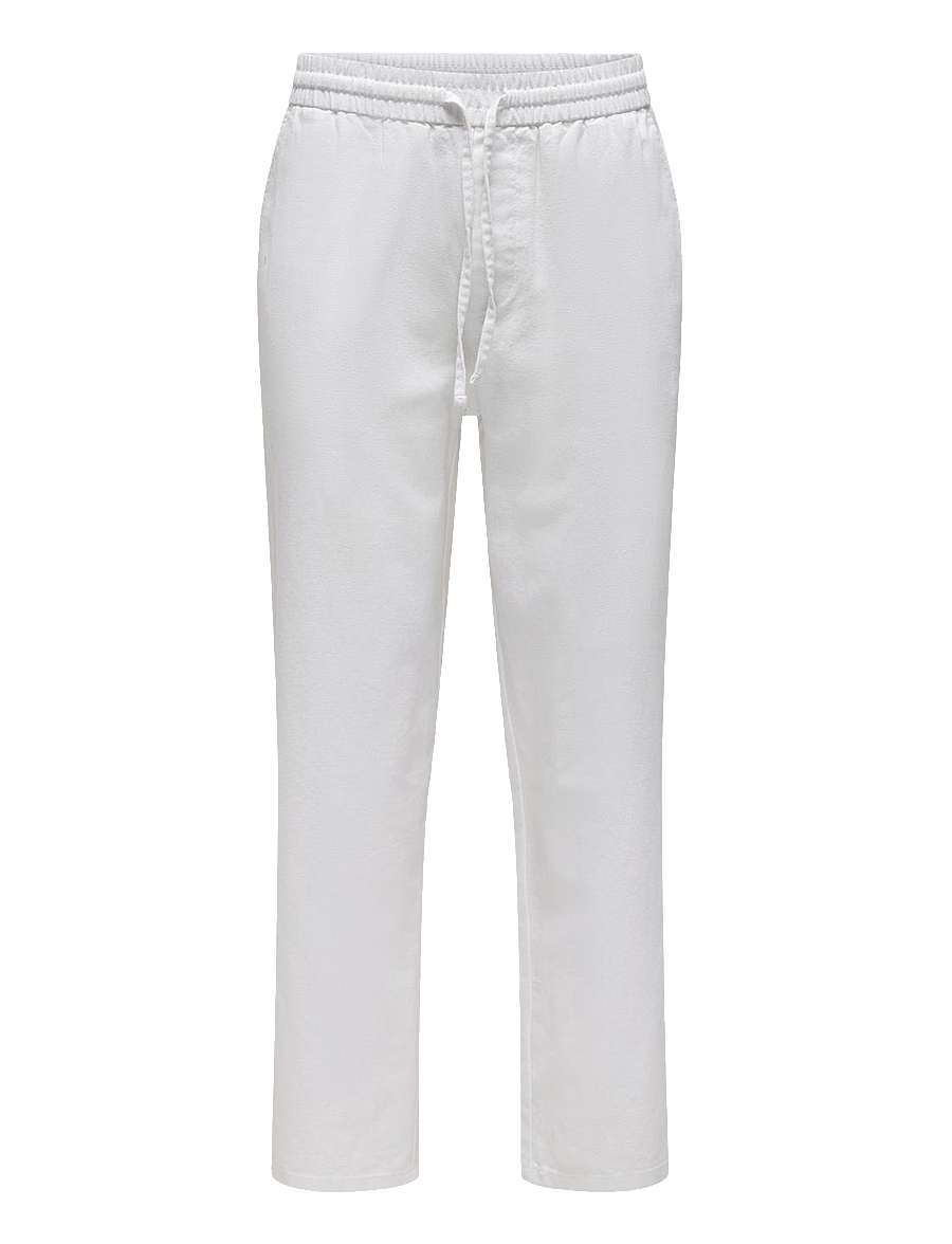 ONLY & SONS - ONSSINUS LOOSE 0007 COT LIN PANT NOOS - linased püksid - bright white - 1