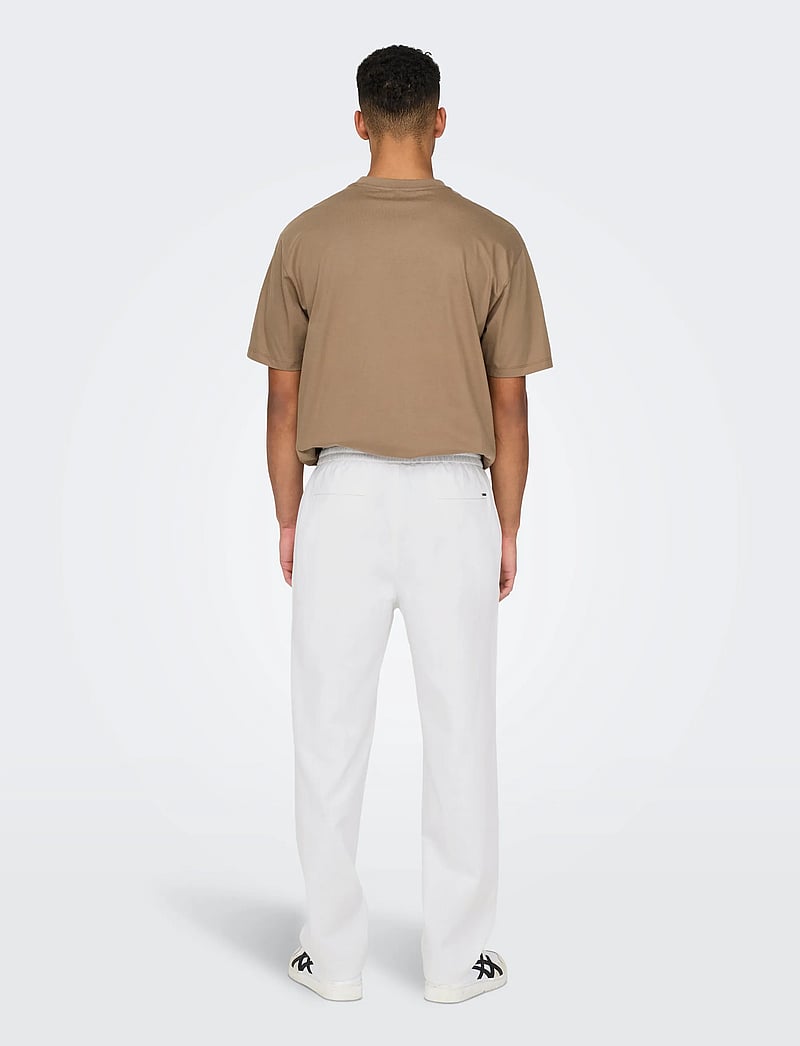 ONLY & SONS - ONSSINUS LOOSE 0007 COT LIN PANT NOOS - pellavahousut - bright white - 3