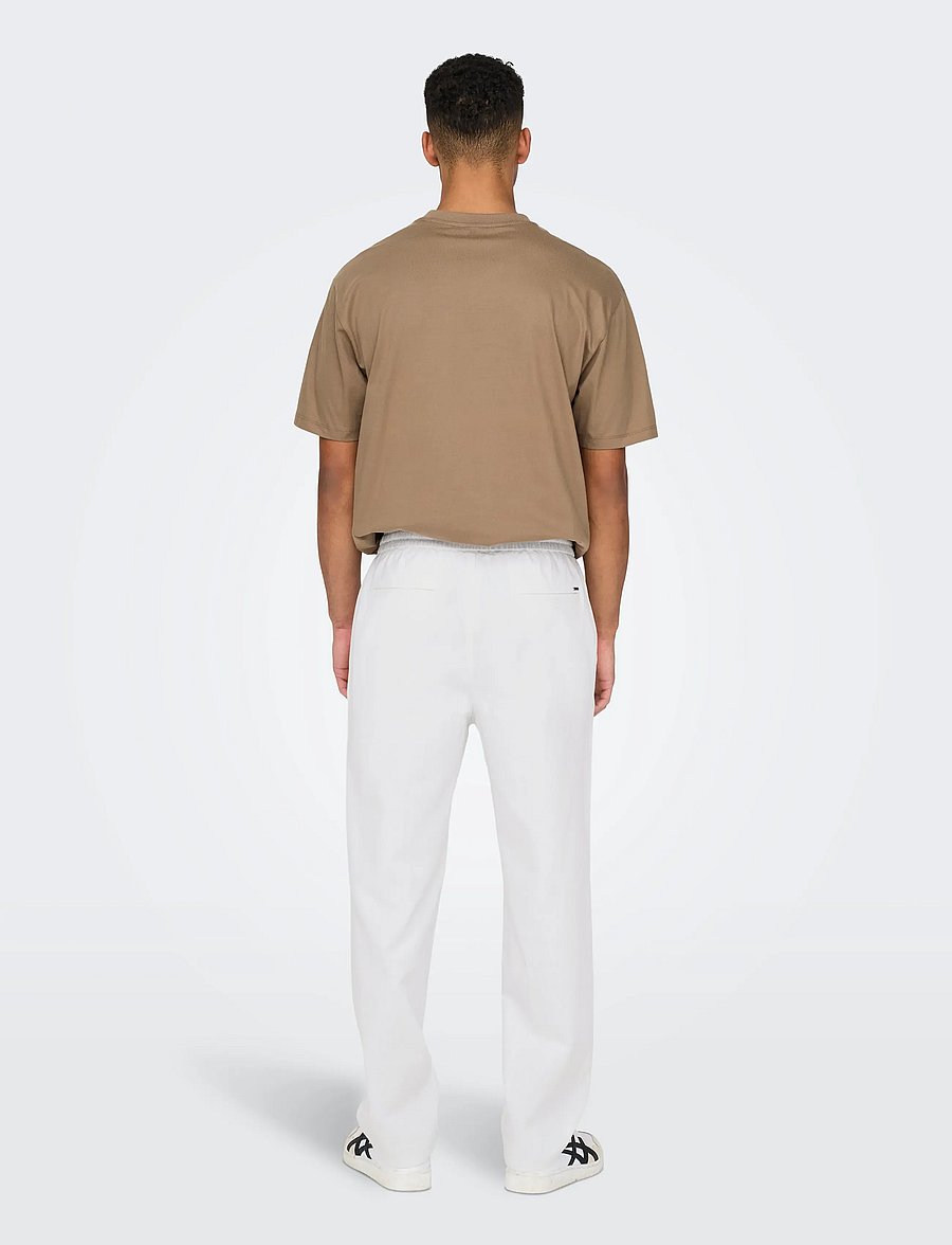 ONLY & SONS - ONSSINUS LOOSE 0007 COT LIN PANT NOOS - linased püksid - bright white - 3