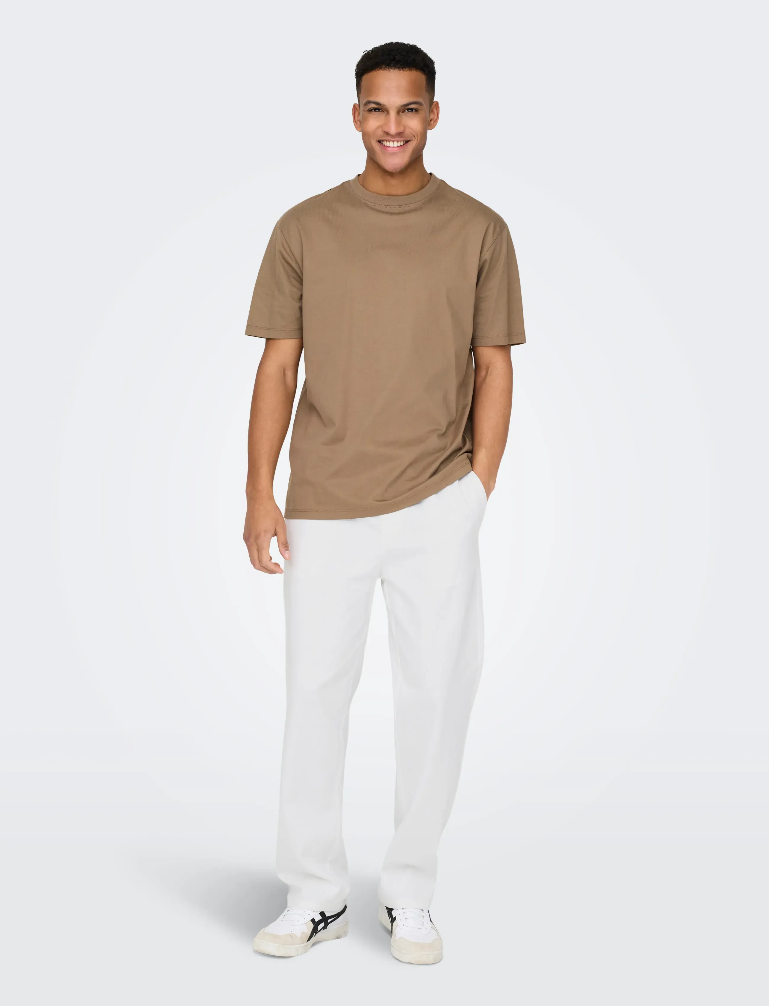 ONLY & SONS - ONSSINUS LOOSE 0007 COT LIN PANT NOOS - linased püksid - bright white - 4