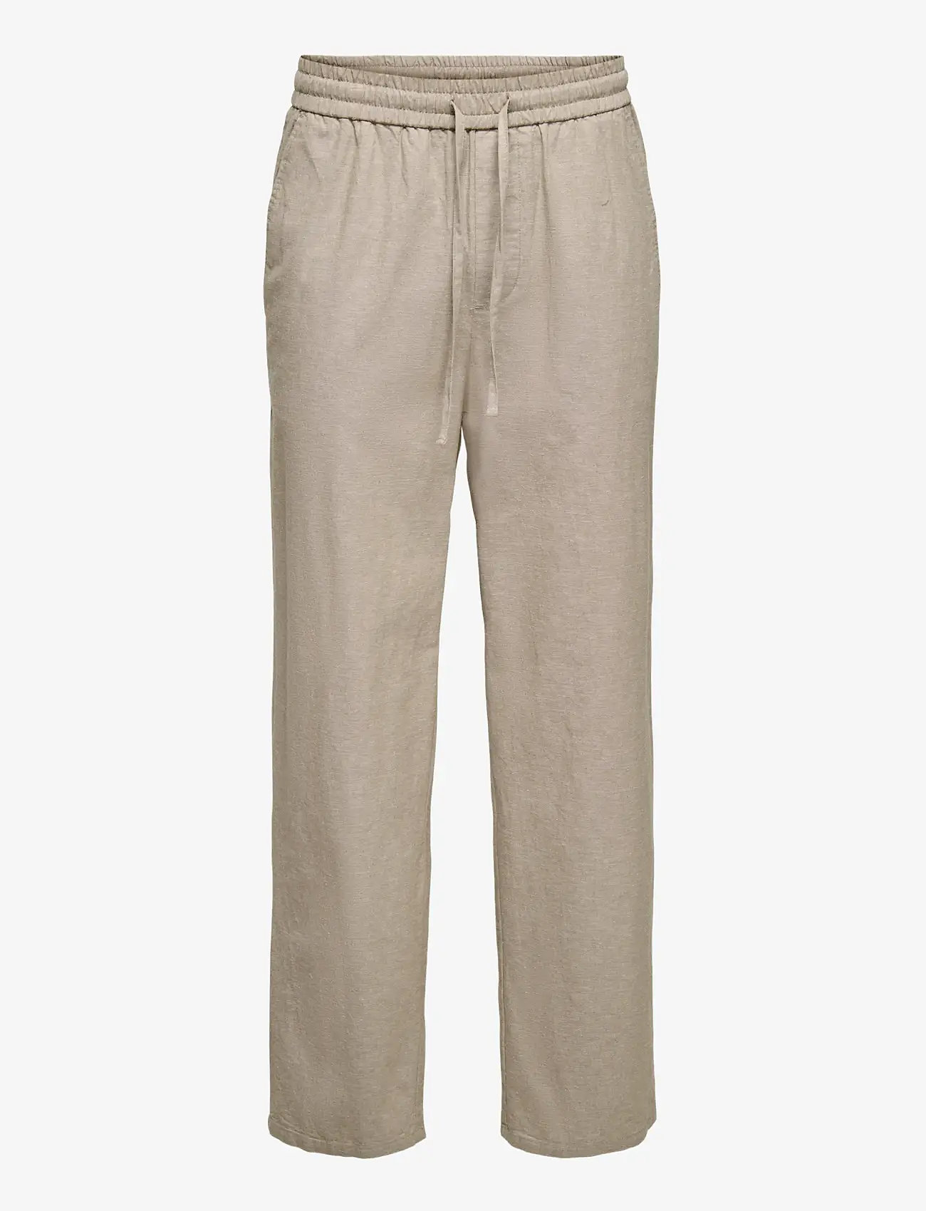 ONLY & SONS - ONSSINUS LOOSE 0007 COT LIN PANT NOOS - spodnie lniane - coriander - 1