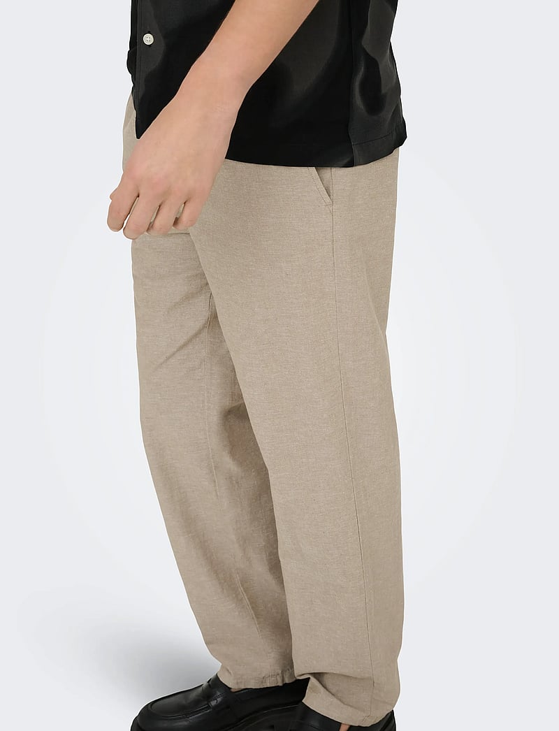 ONLY & SONS - ONSSINUS LOOSE 0007 COT LIN PANT NOOS - linased püksid - coriander - 5