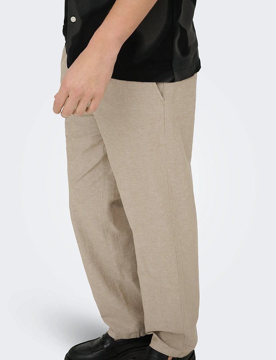 ONLY & SONS - ONSSINUS LOOSE 0007 COT LIN PANT NOOS - leinenhosen - coriander - 5