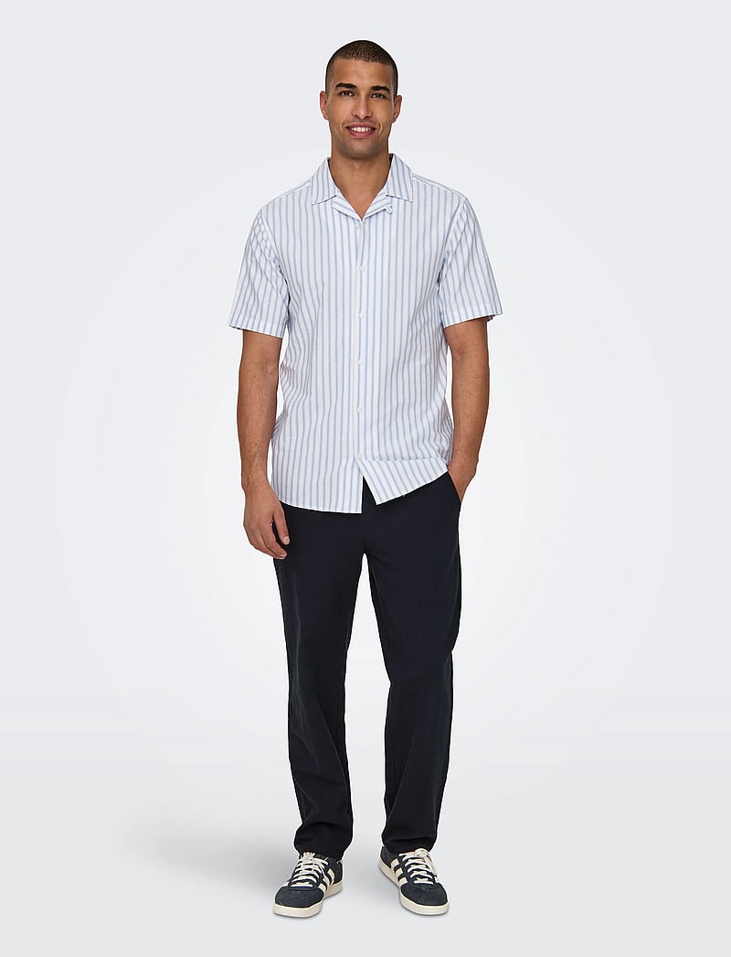 ONLY & SONS - ONSSINUS LOOSE 0007 COT LIN PANT NOOS - leinenhosen - dark navy - 0