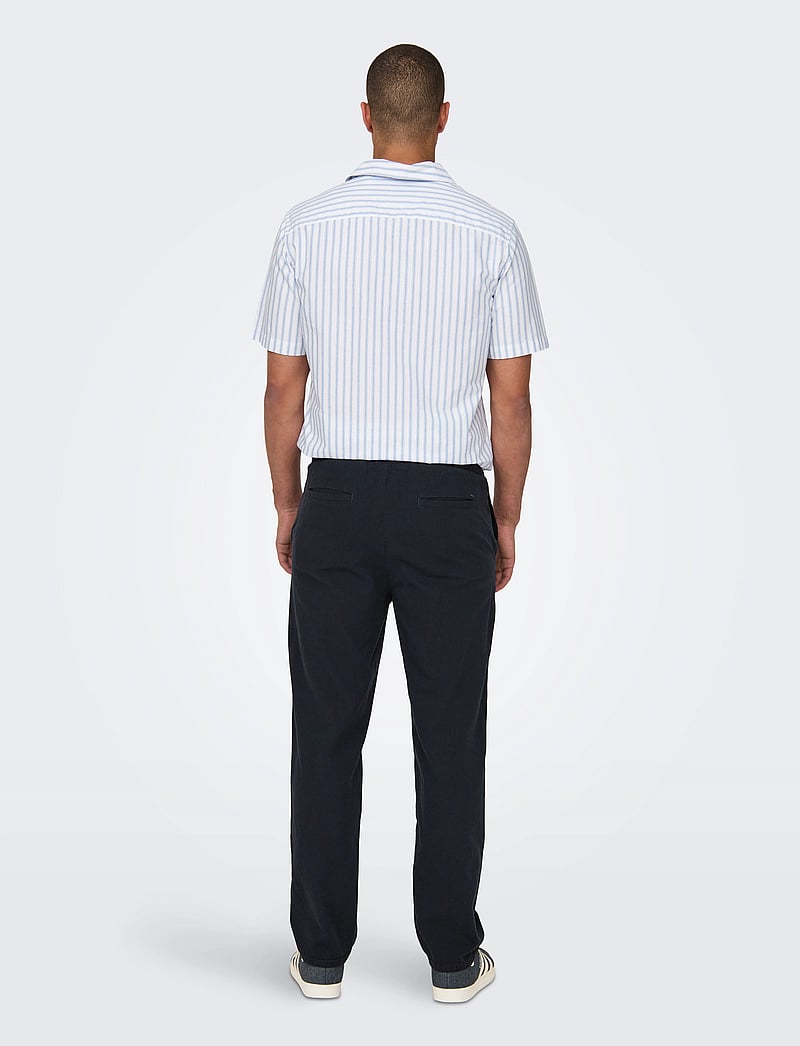 ONLY & SONS - ONSSINUS LOOSE 0007 COT LIN PANT NOOS - leinenhosen - dark navy - 3