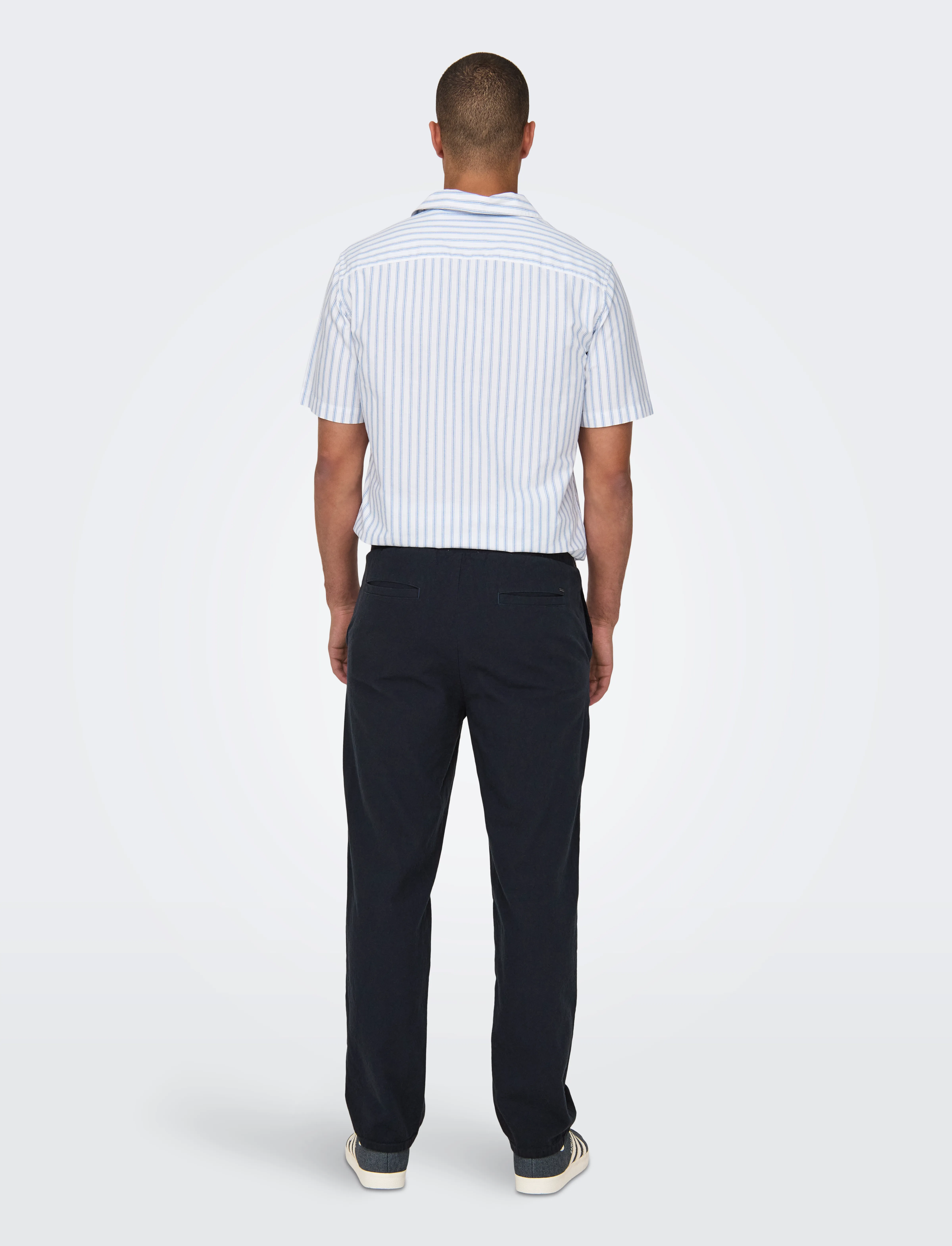 ONLY & SONS - ONSSINUS LOOSE 0007 COT LIN PANT NOOS - linased püksid - dark navy - 3