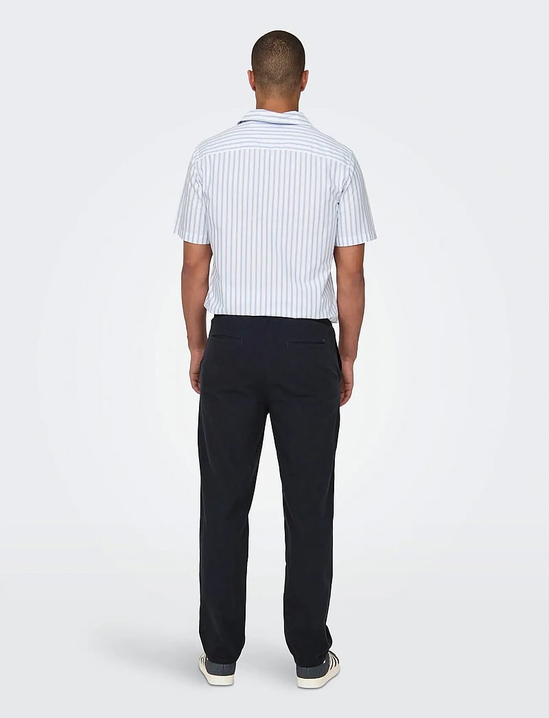 ONLY & SONS - ONSSINUS LOOSE 0007 COT LIN PANT NOOS - leinenhosen - dark navy - 5