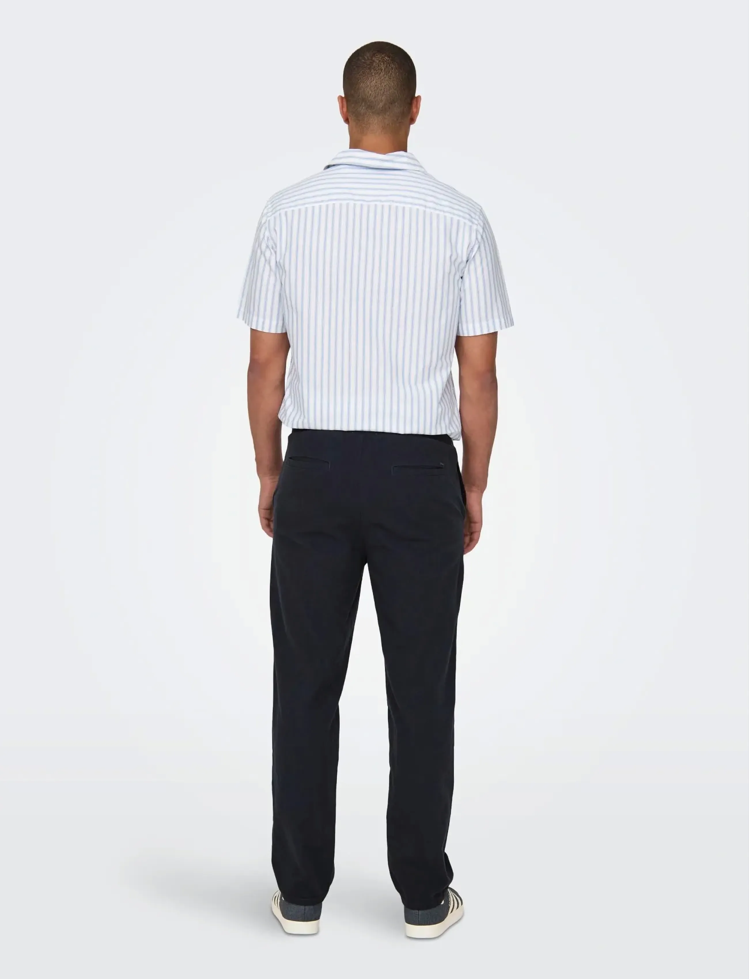 ONLY & SONS - ONSSINUS LOOSE 0007 COT LIN PANT NOOS - linased püksid - dark navy - 5